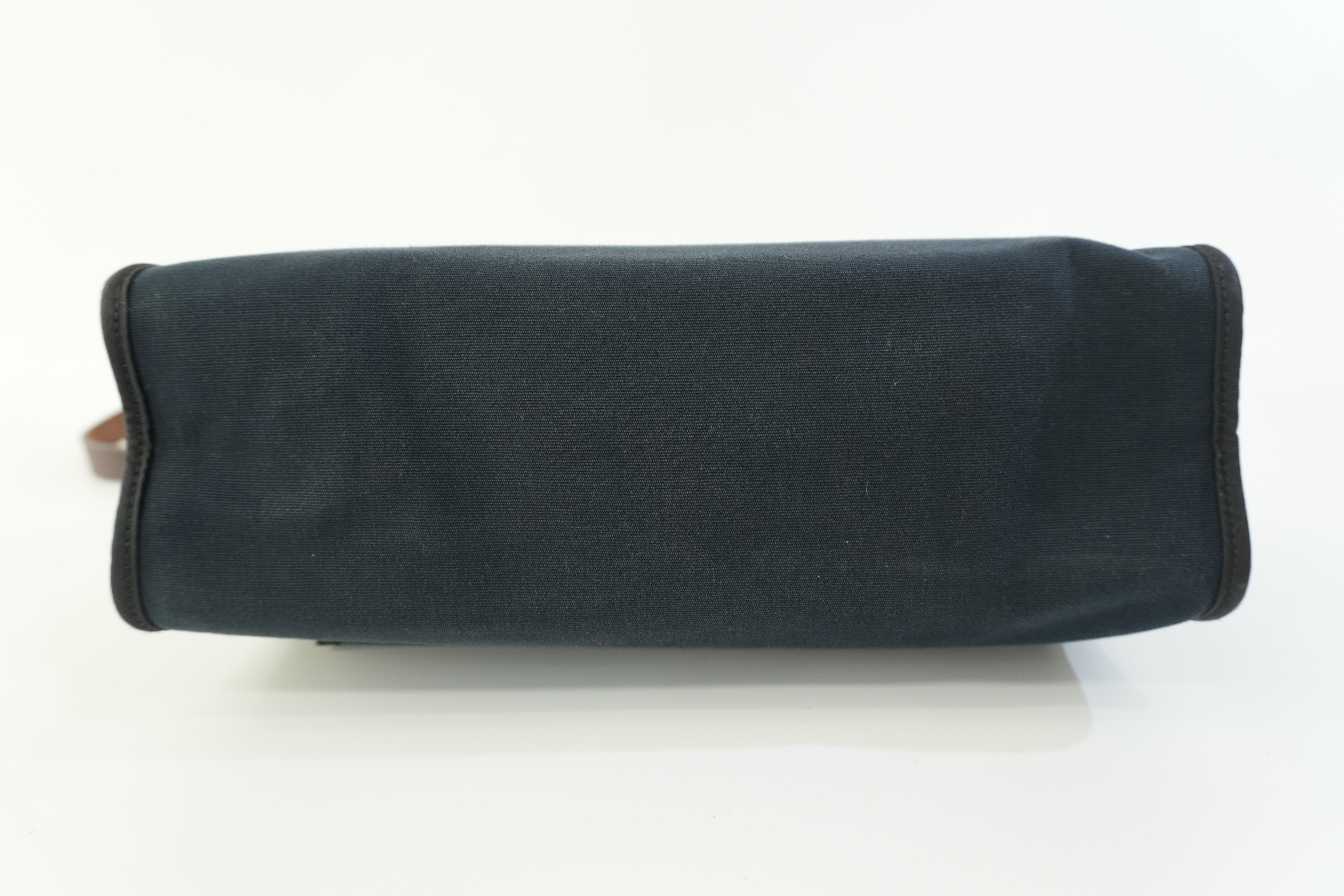 Hermes Canvas Herzip Tote Bag Black Used