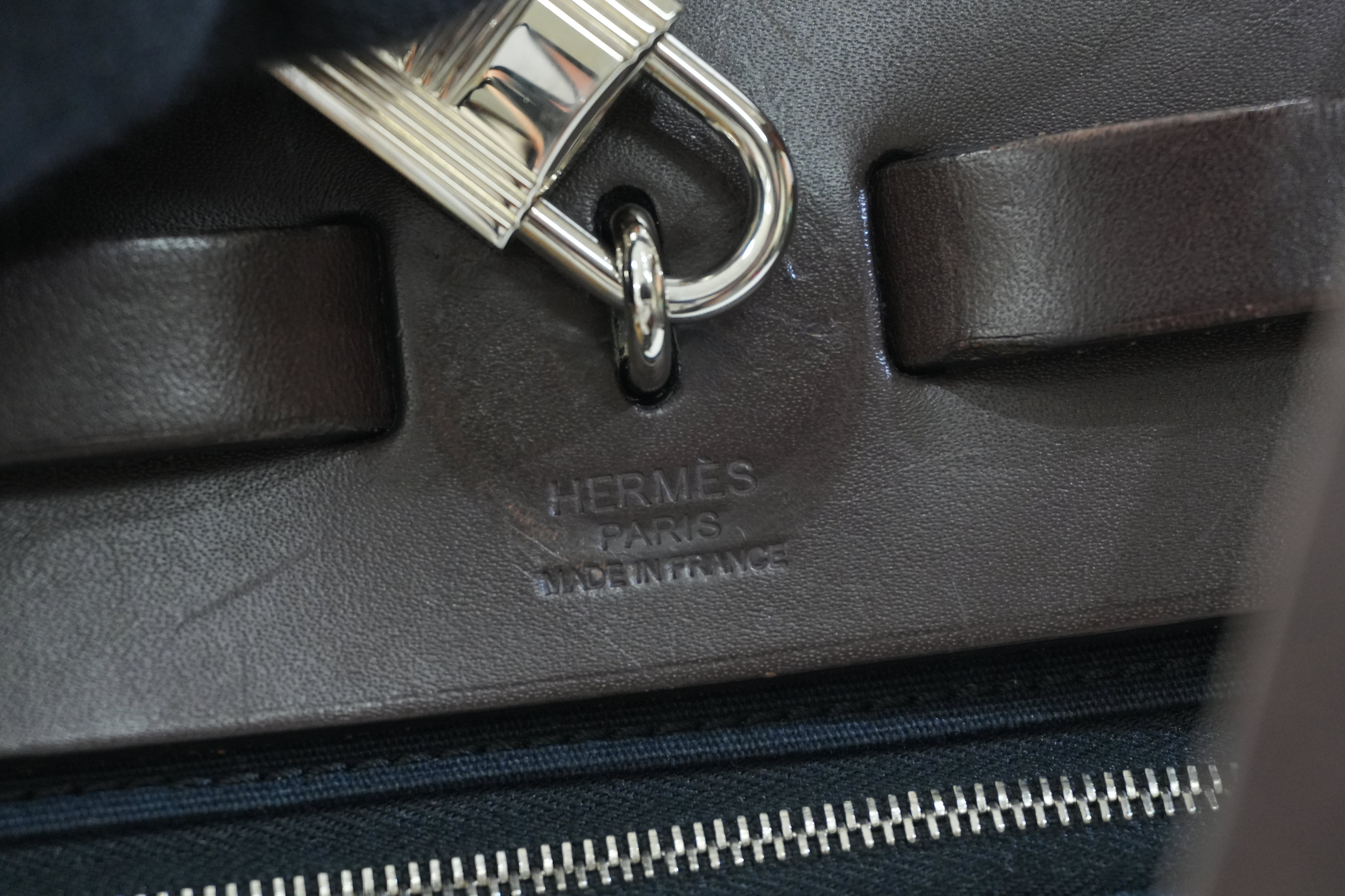 Hermes Canvas Herzip Tote Bag Black Used