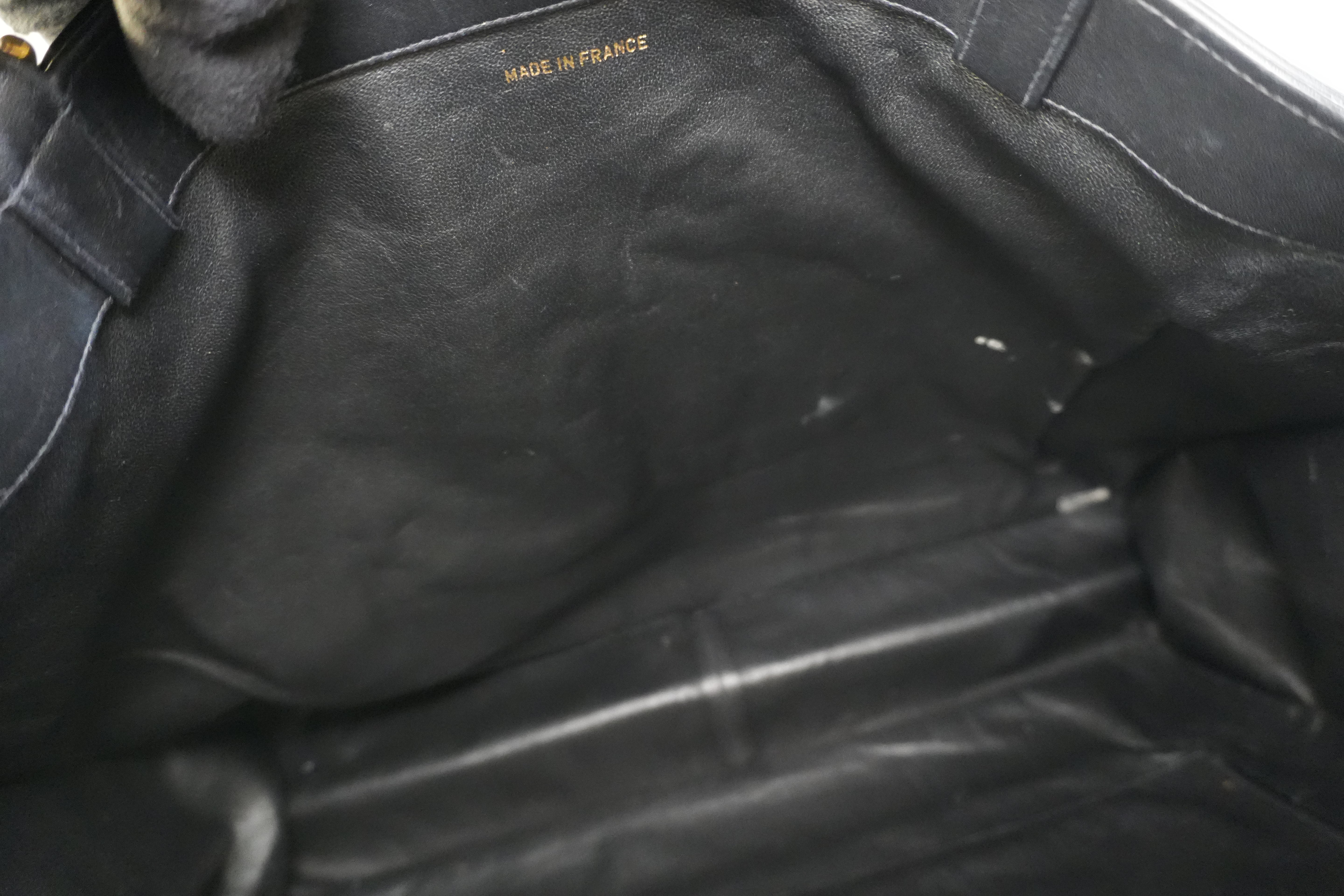 Chanel Lambskin Leather Chain Tote Bag Black Used