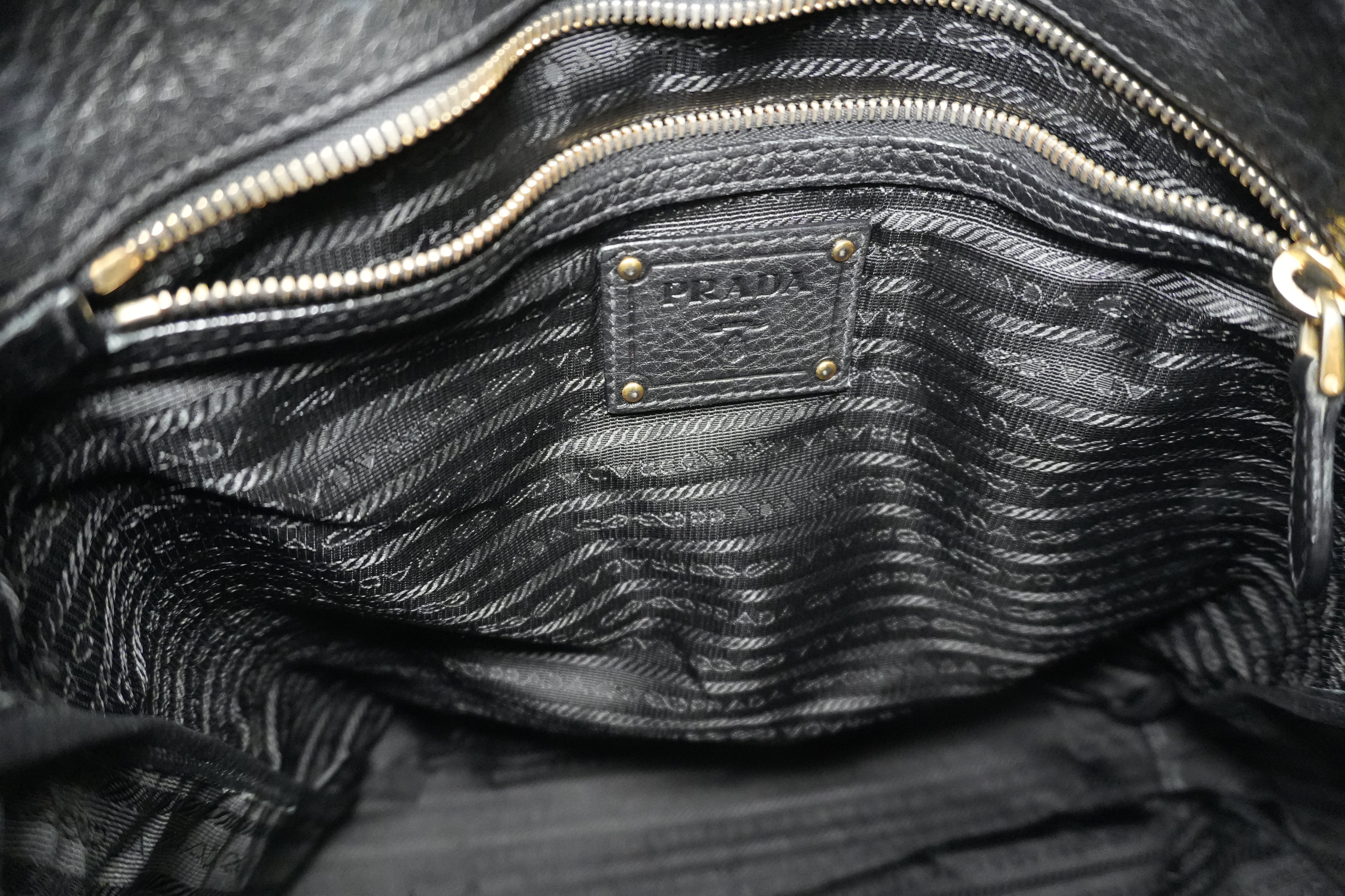 Pre-owned Prada Leather Two Way Shoulder Tote Bag Black Used