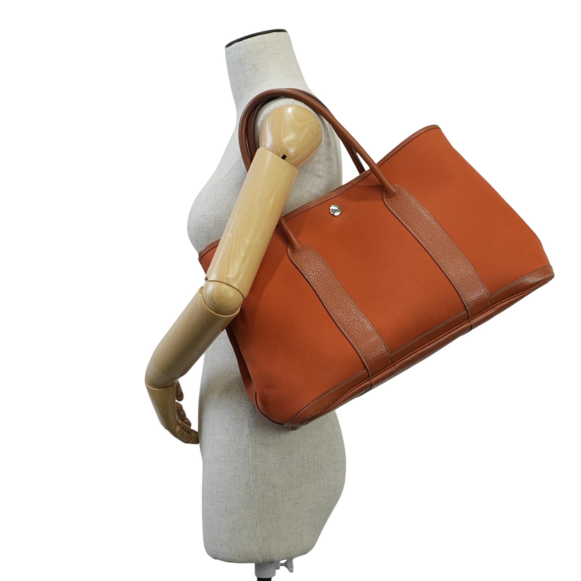 Hermes Garden Party Canvas Orange Used