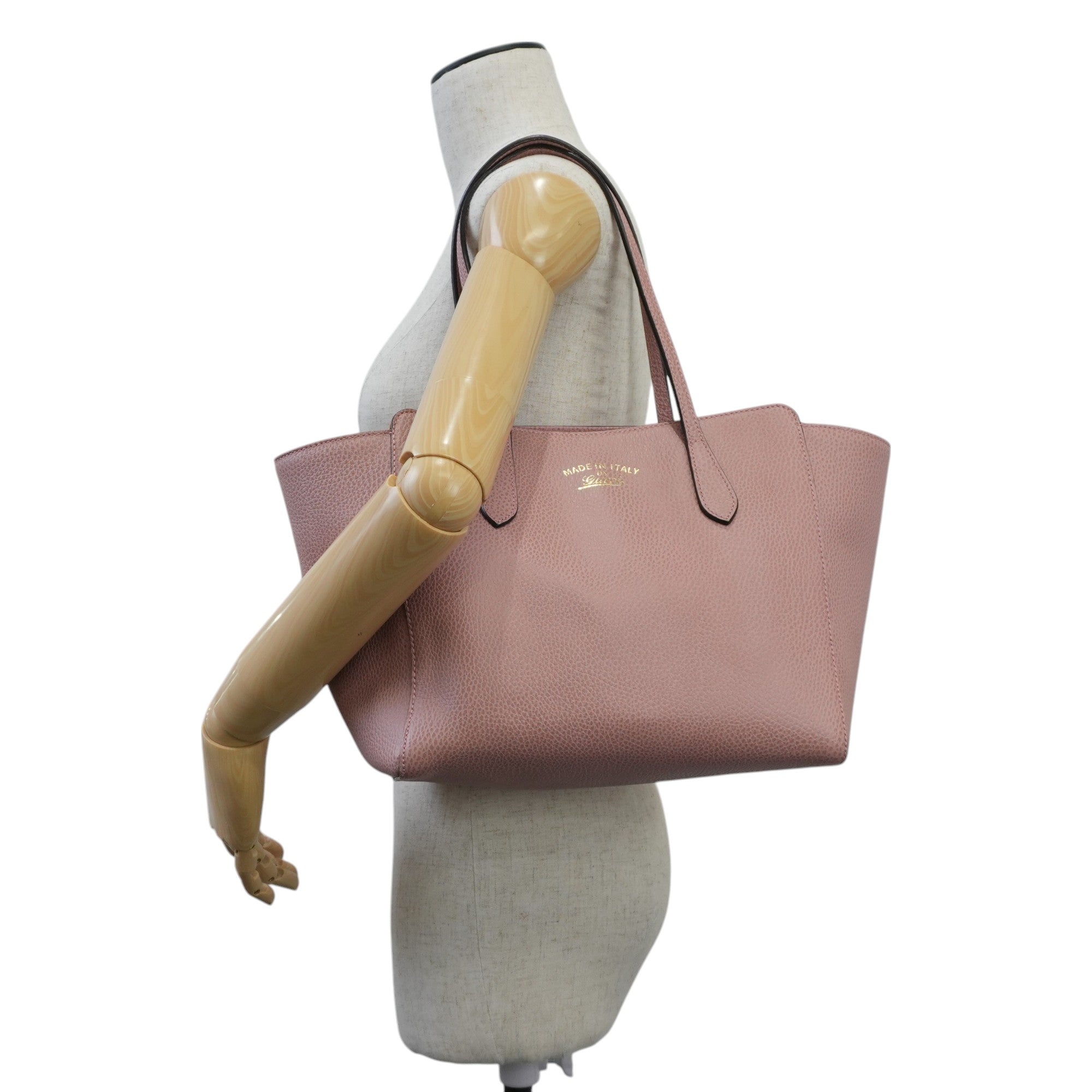 Gucci Swing Tote Bag Pink Leather Used