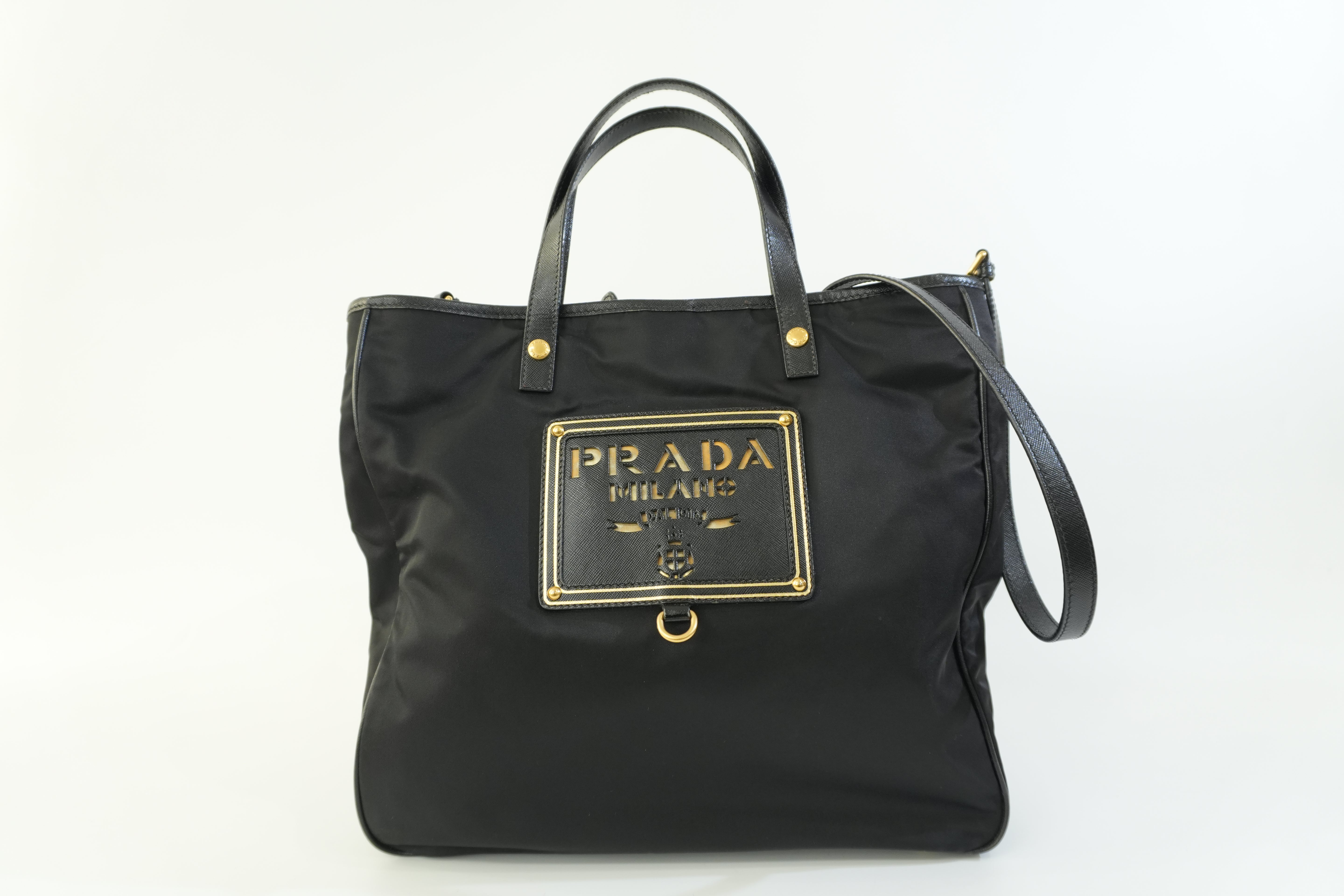 Pre-owned Prada Nylon Two Way Shoulder Bag Black Used