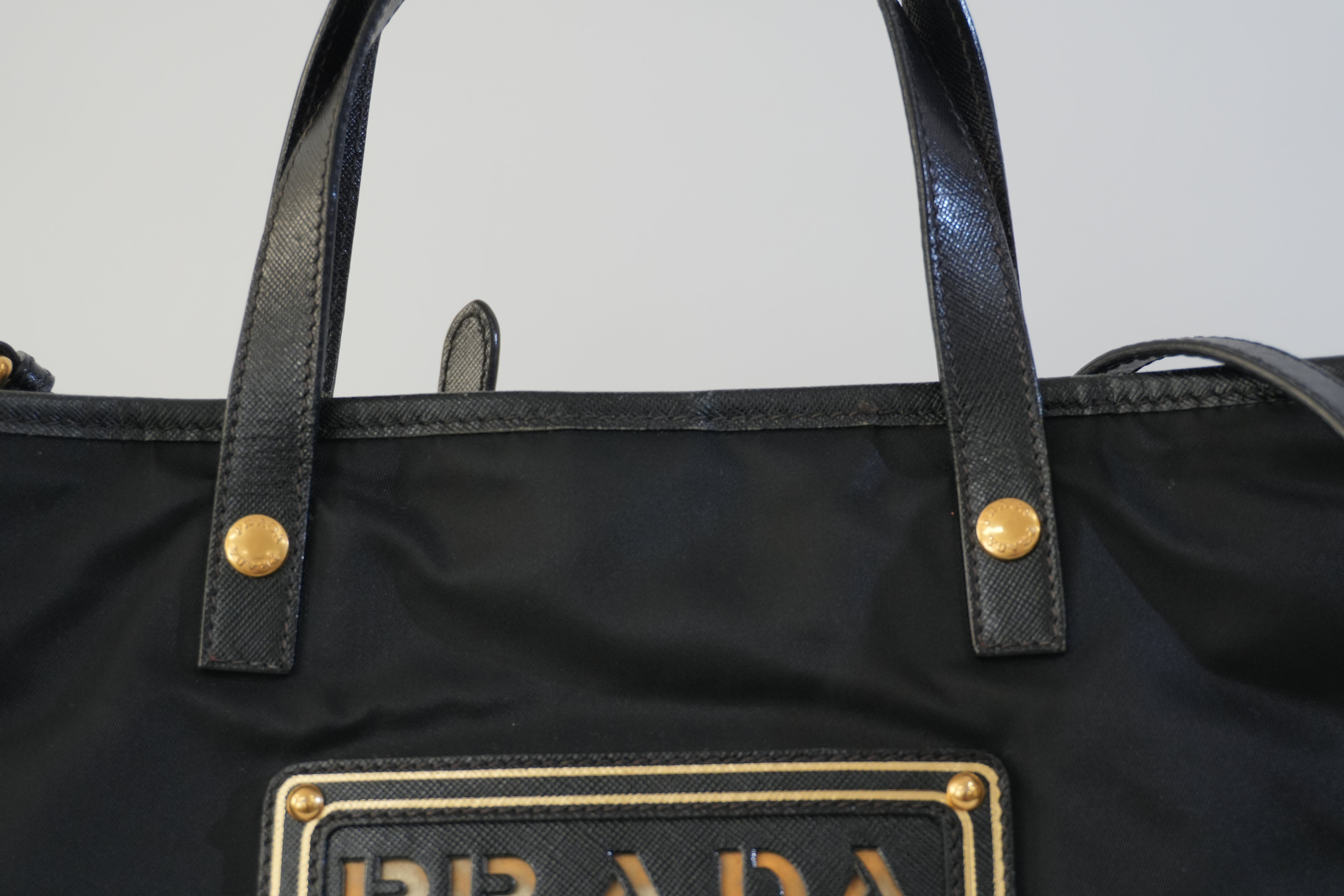 Pre-owned Prada Nylon Two Way Shoulder Bag Black Used