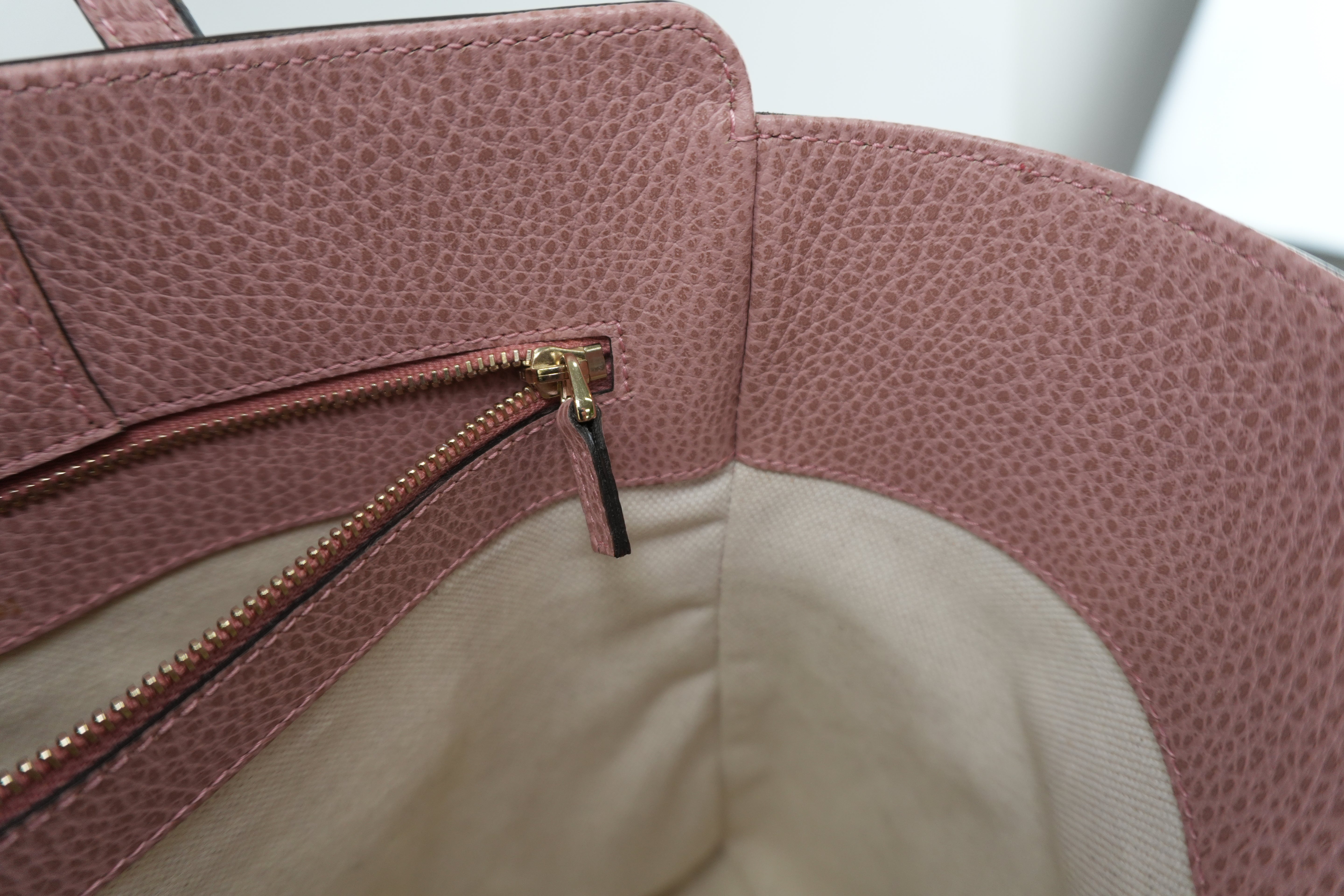 Gucci Swing Tote Bag Pink Leather Used