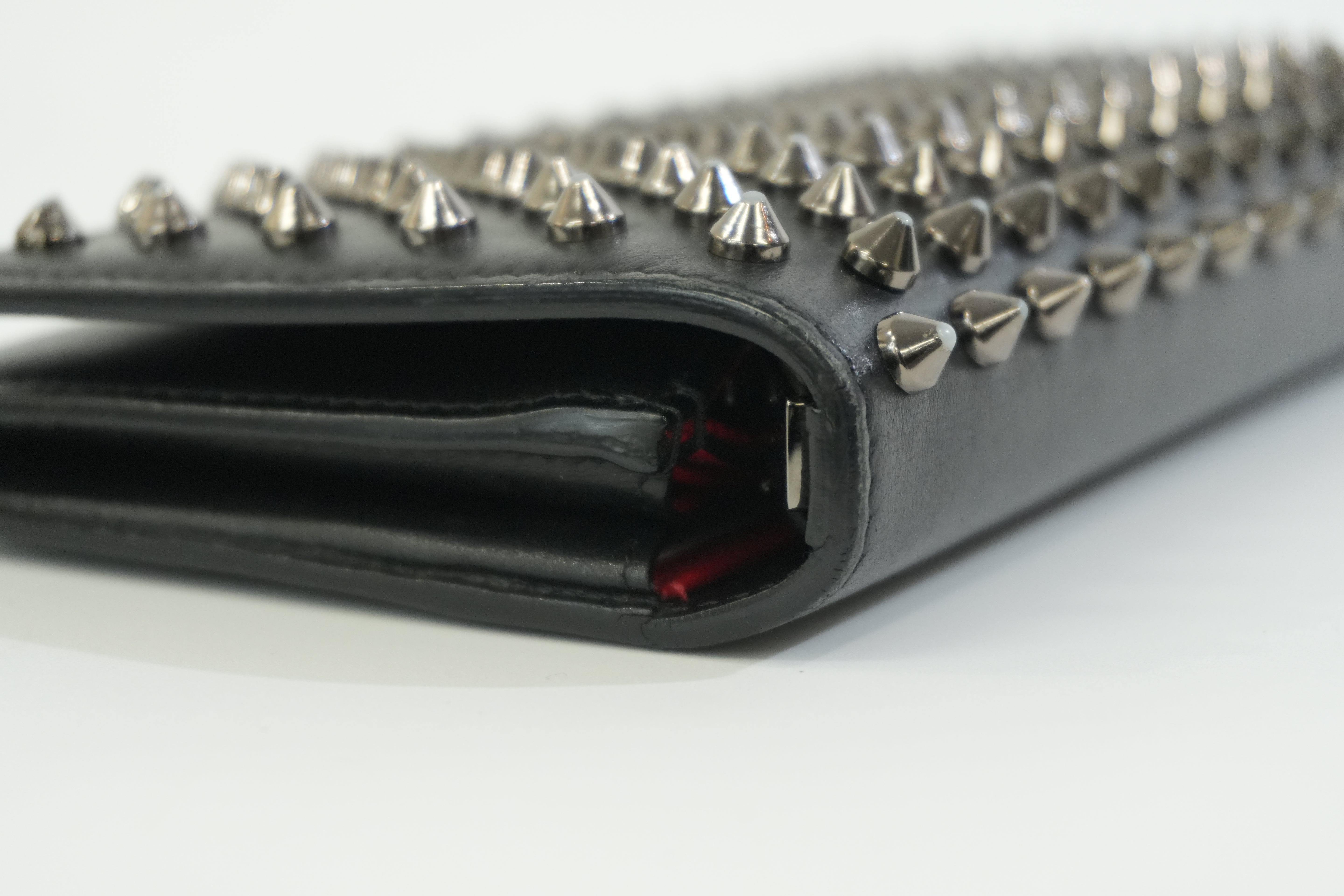 Pre-owned Christian Louboutin Studs Leather Wallet Black Used