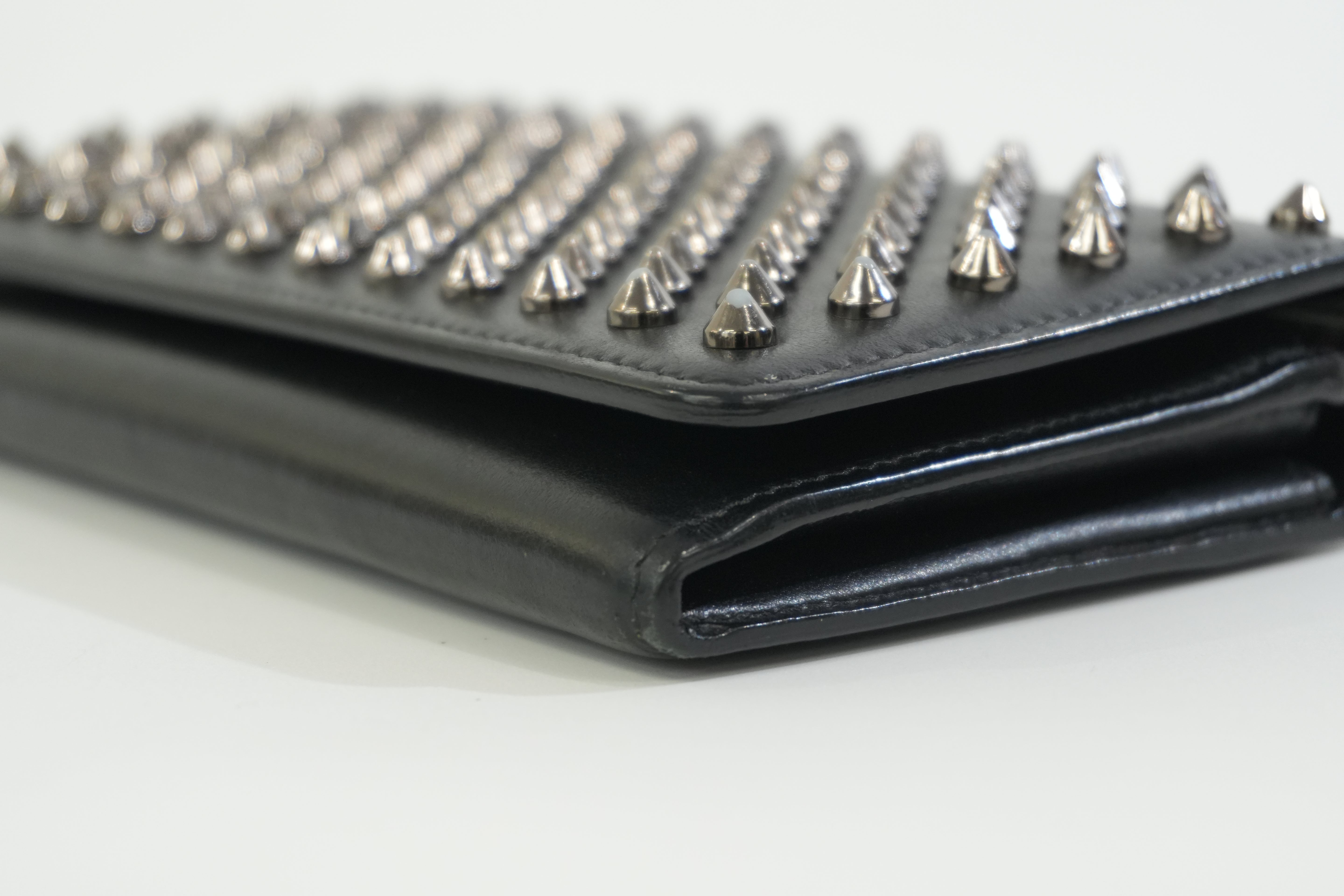 Pre-owned Christian Louboutin Studs Leather Wallet Black Used