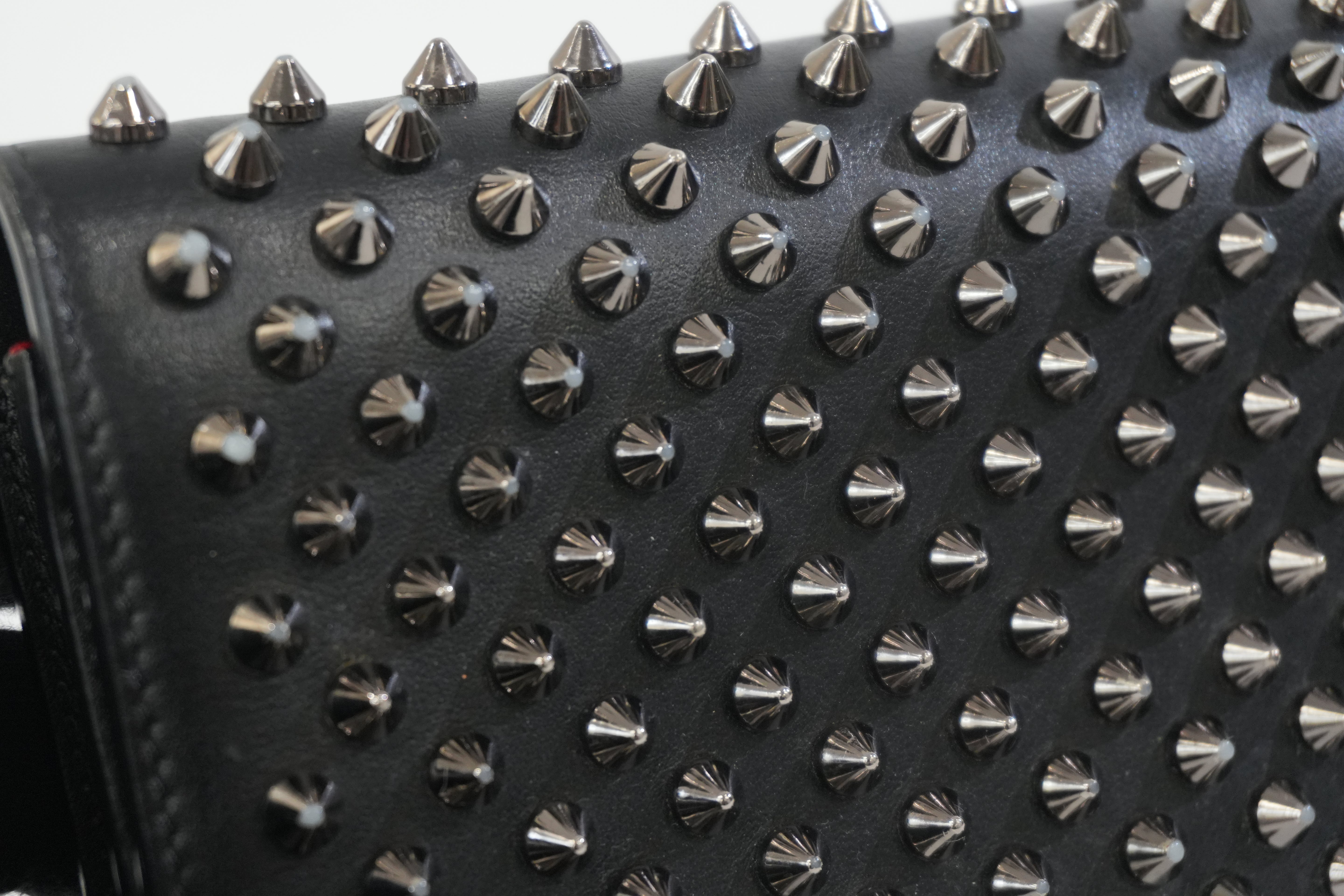 Pre-owned Christian Louboutin Studs Leather Wallet Black Used