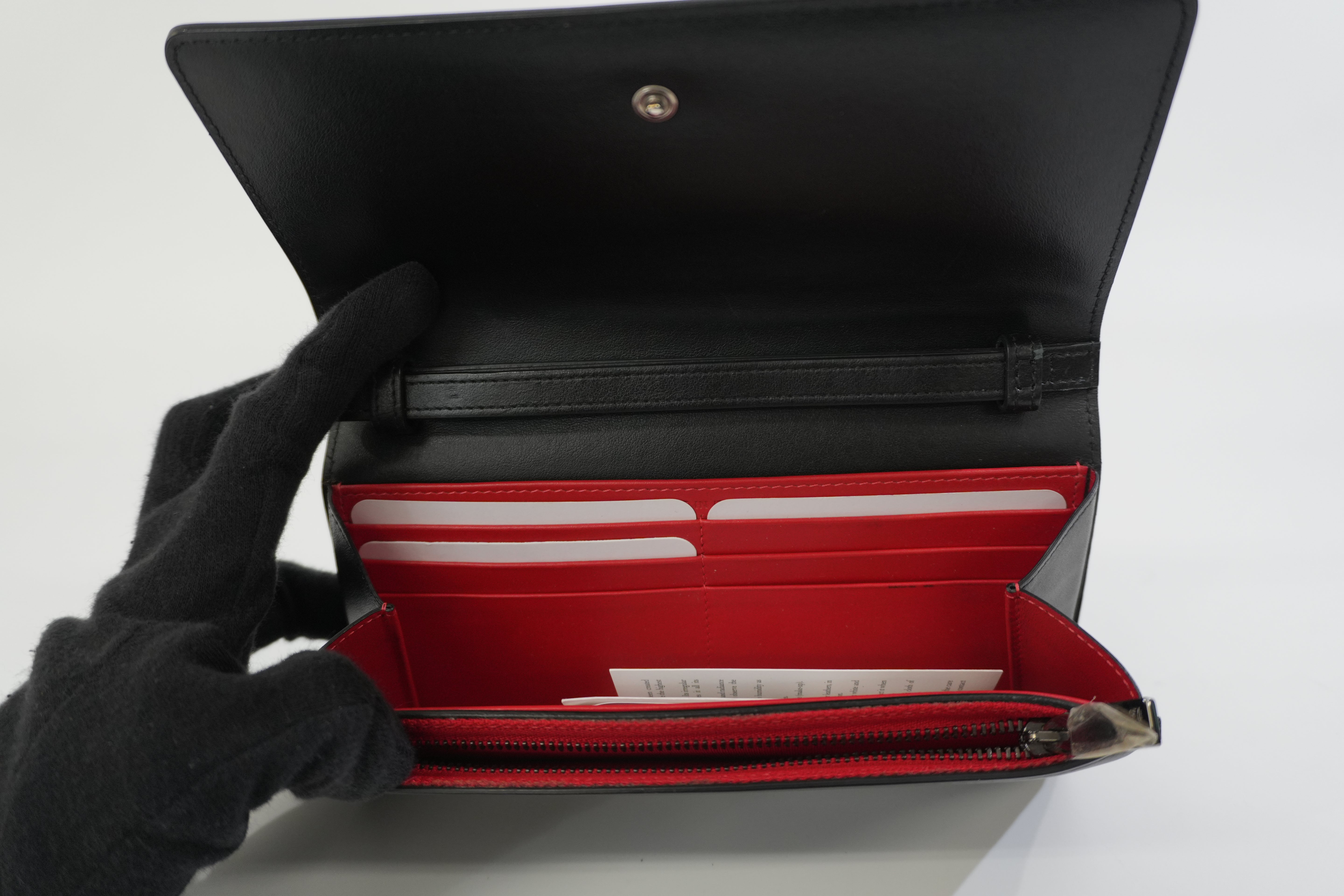 Pre-owned Christian Louboutin Studs Leather Wallet Black Used