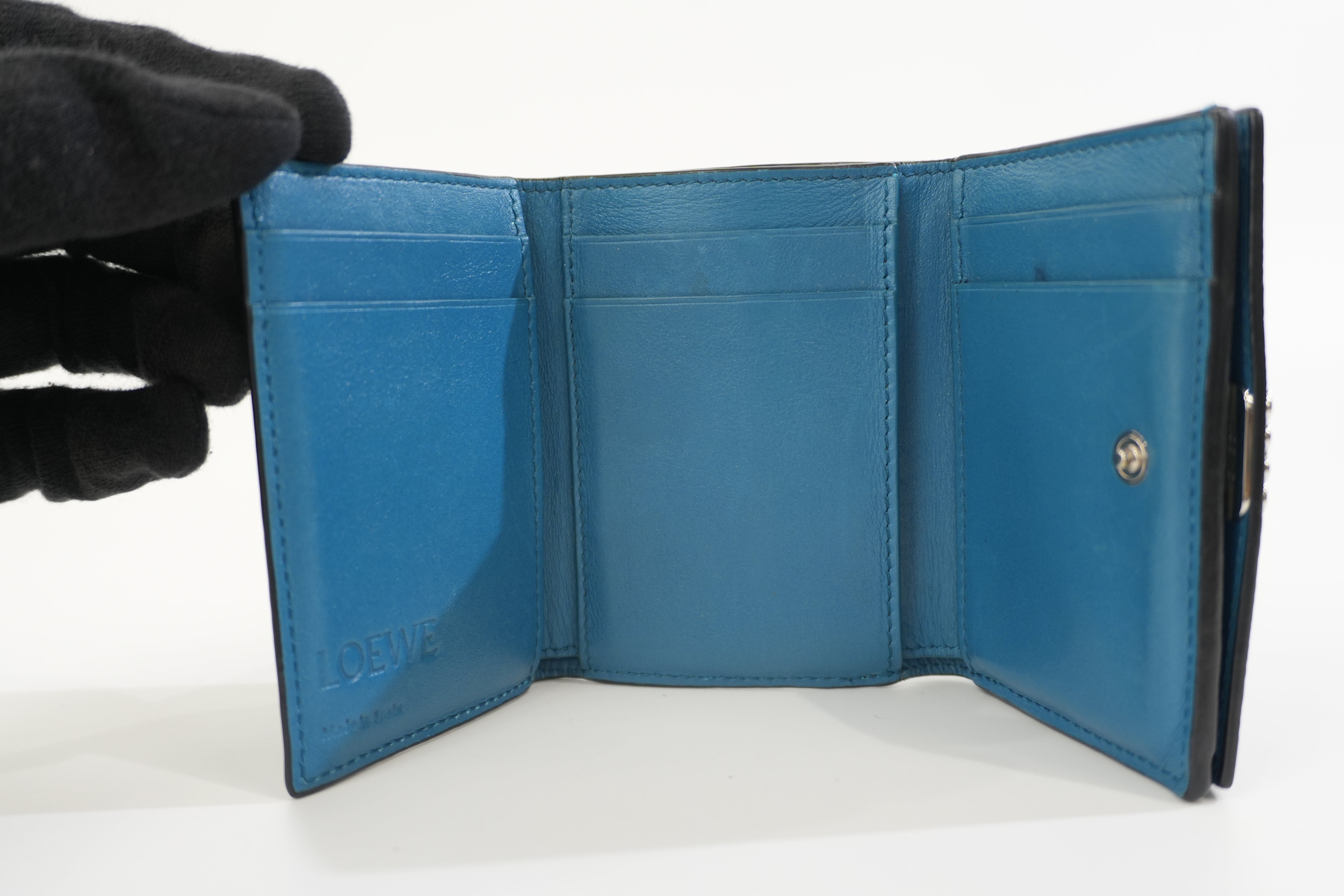 Pre-owned Loewe Trifold Wallet Blue Used