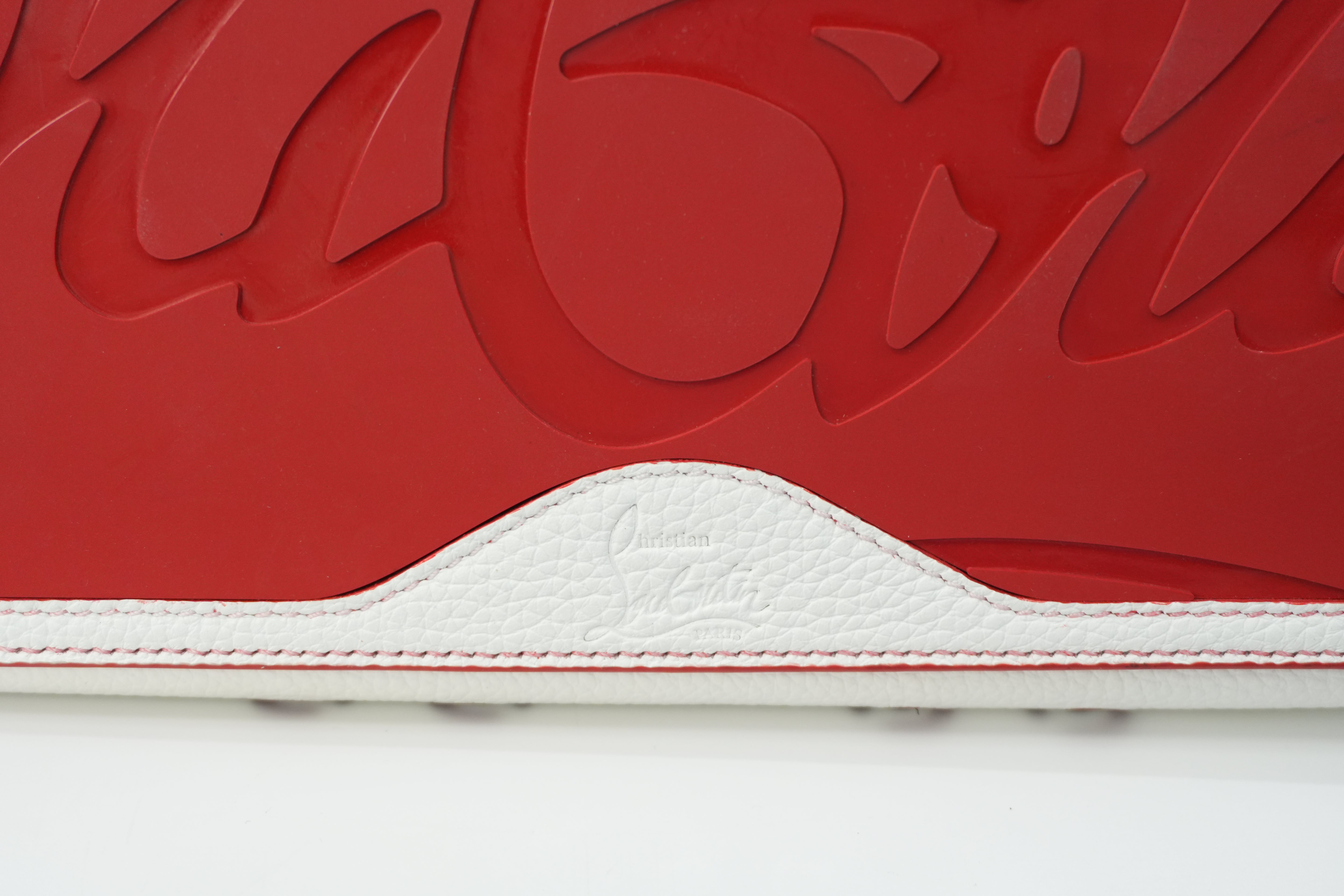Pre-owned Christian Louboutin Leather Perforated Tote Bag White Used