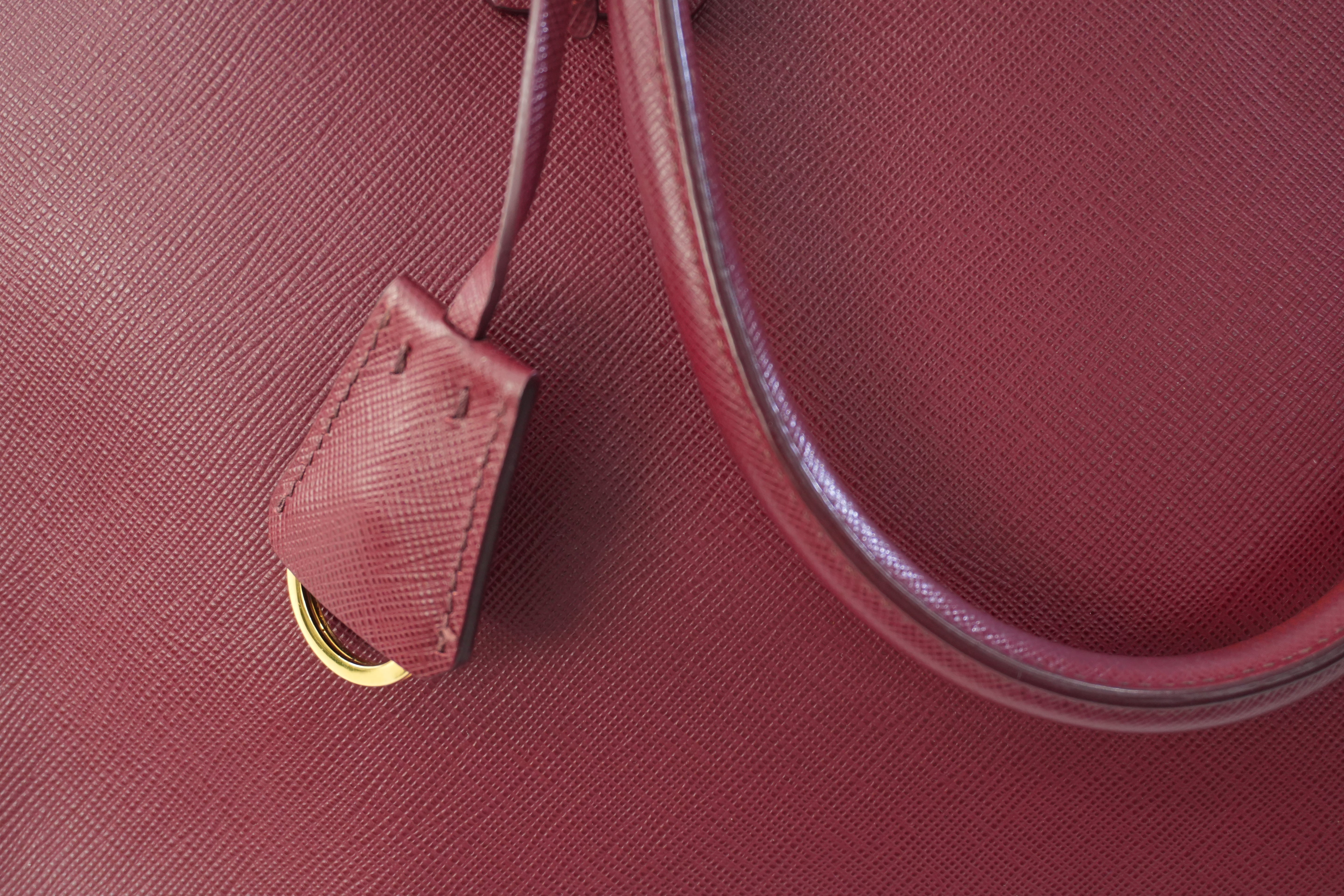 Pre-owned Prada Leather Two Way Shoulder Bag Burgundy Used