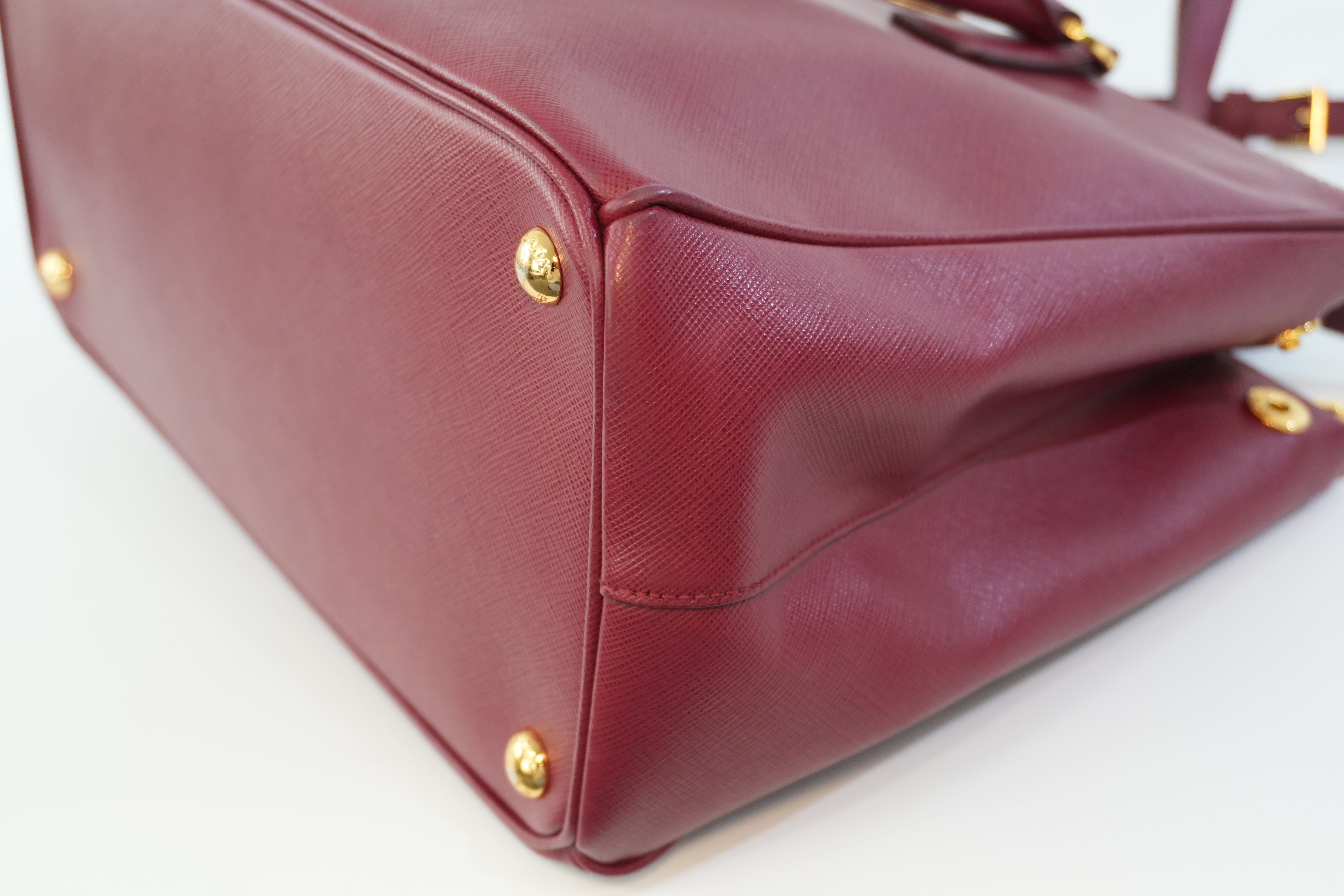 Pre-owned Prada Leather Two Way Shoulder Bag Burgundy Used