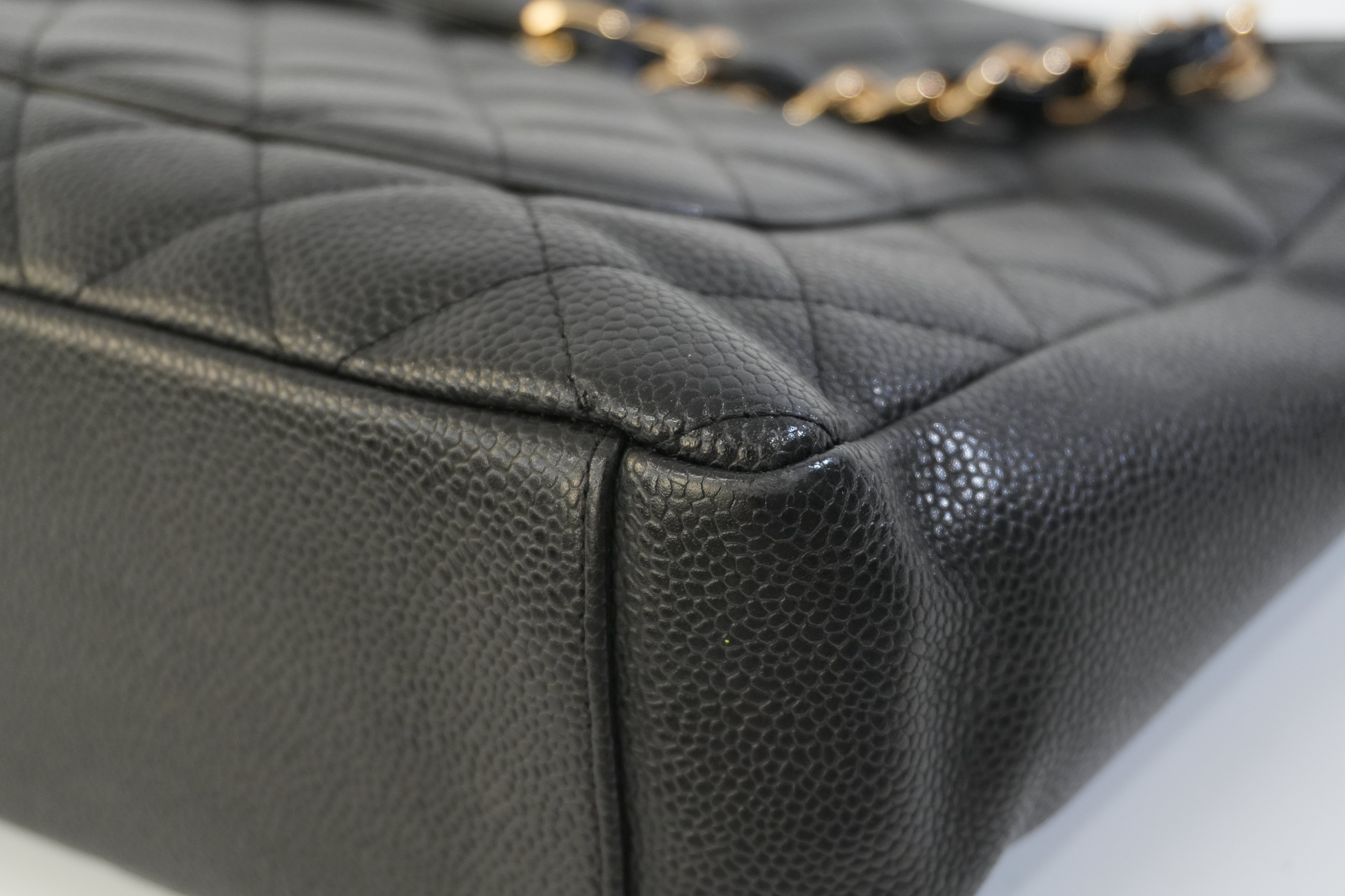 Pre-owned Chanel Caviar Skin Leather PST Chain Shoulder Bag Black Used