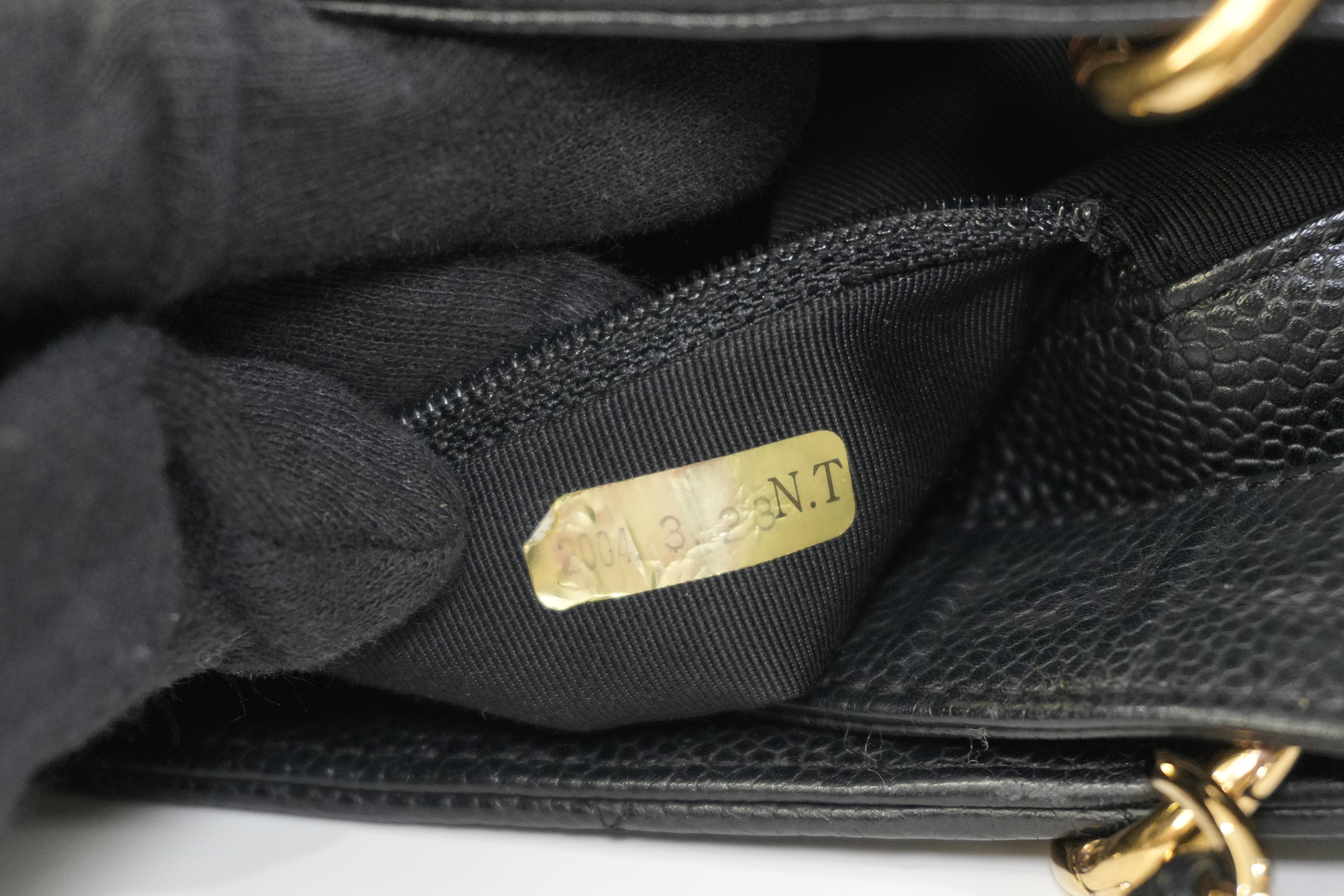 Pre-owned Chanel Caviar Skin Leather PST Chain Shoulder Bag Black Used