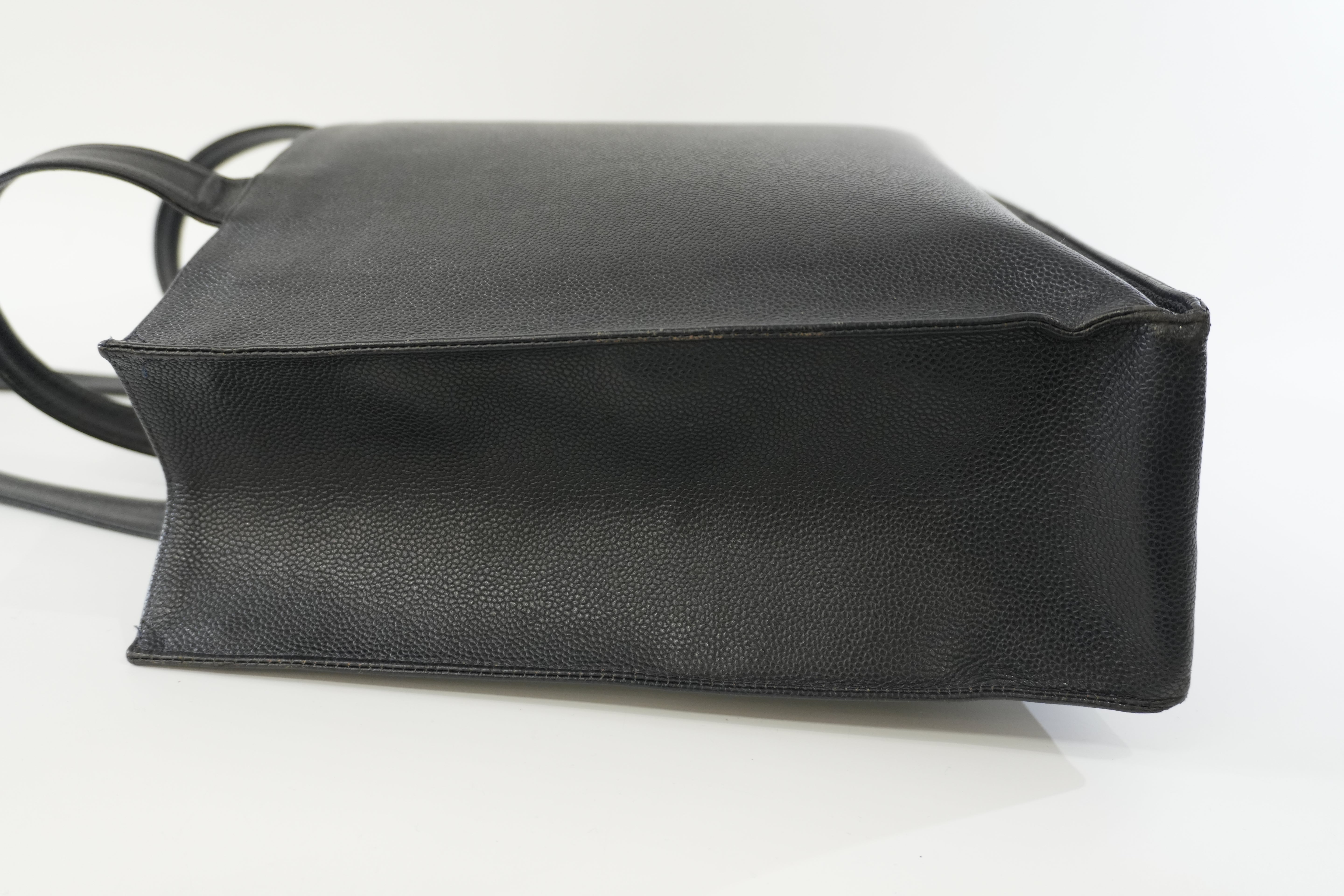 Pre-owned Chanel Caviar Skin Leather Tote Bag Black Used