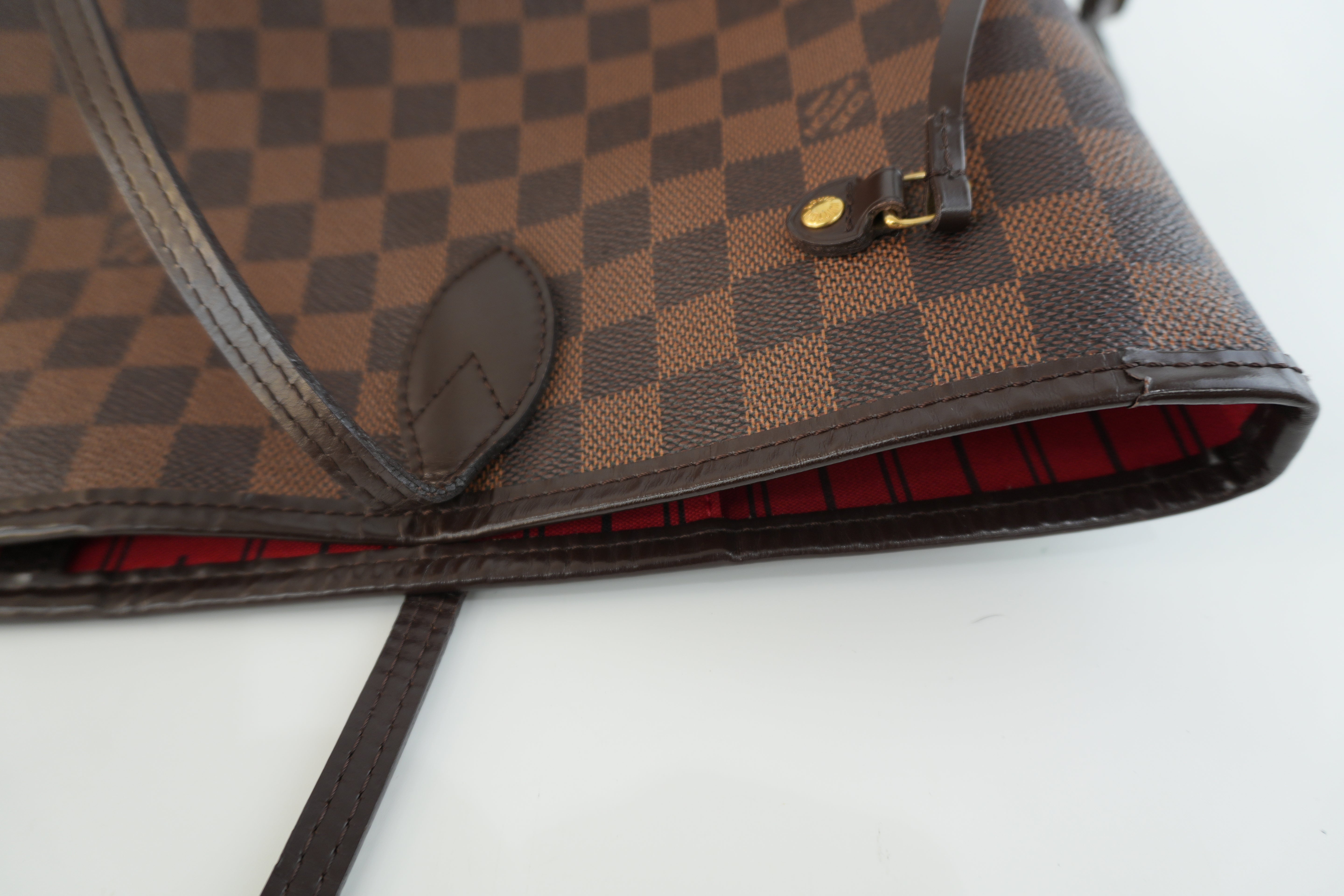 Louis Vuitton Damier Ebene Neverfull MM Shoulder Tote Bag Used