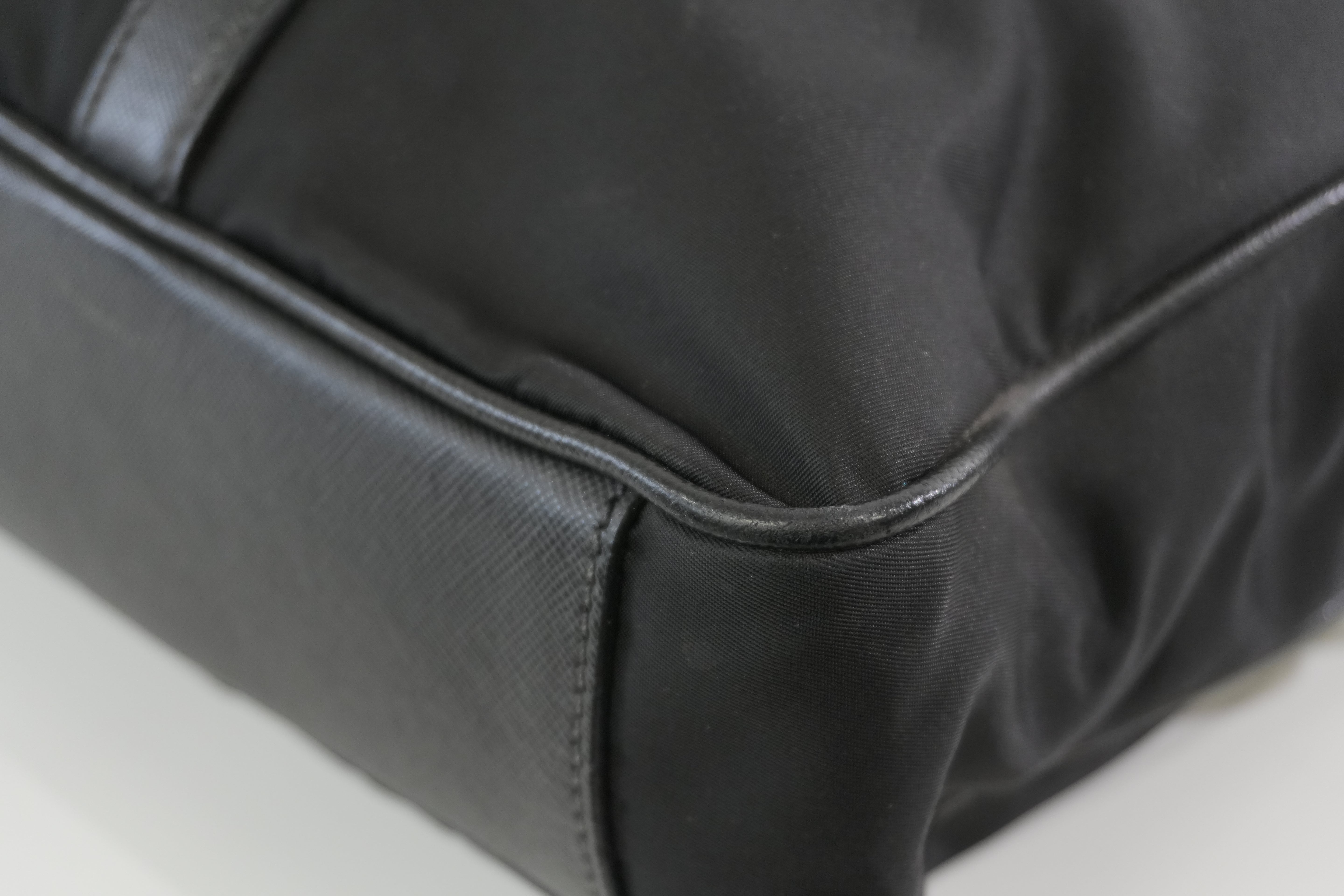 Pre-owned Prada Nylon Two Way Laptop Shoulder Bag Black Used