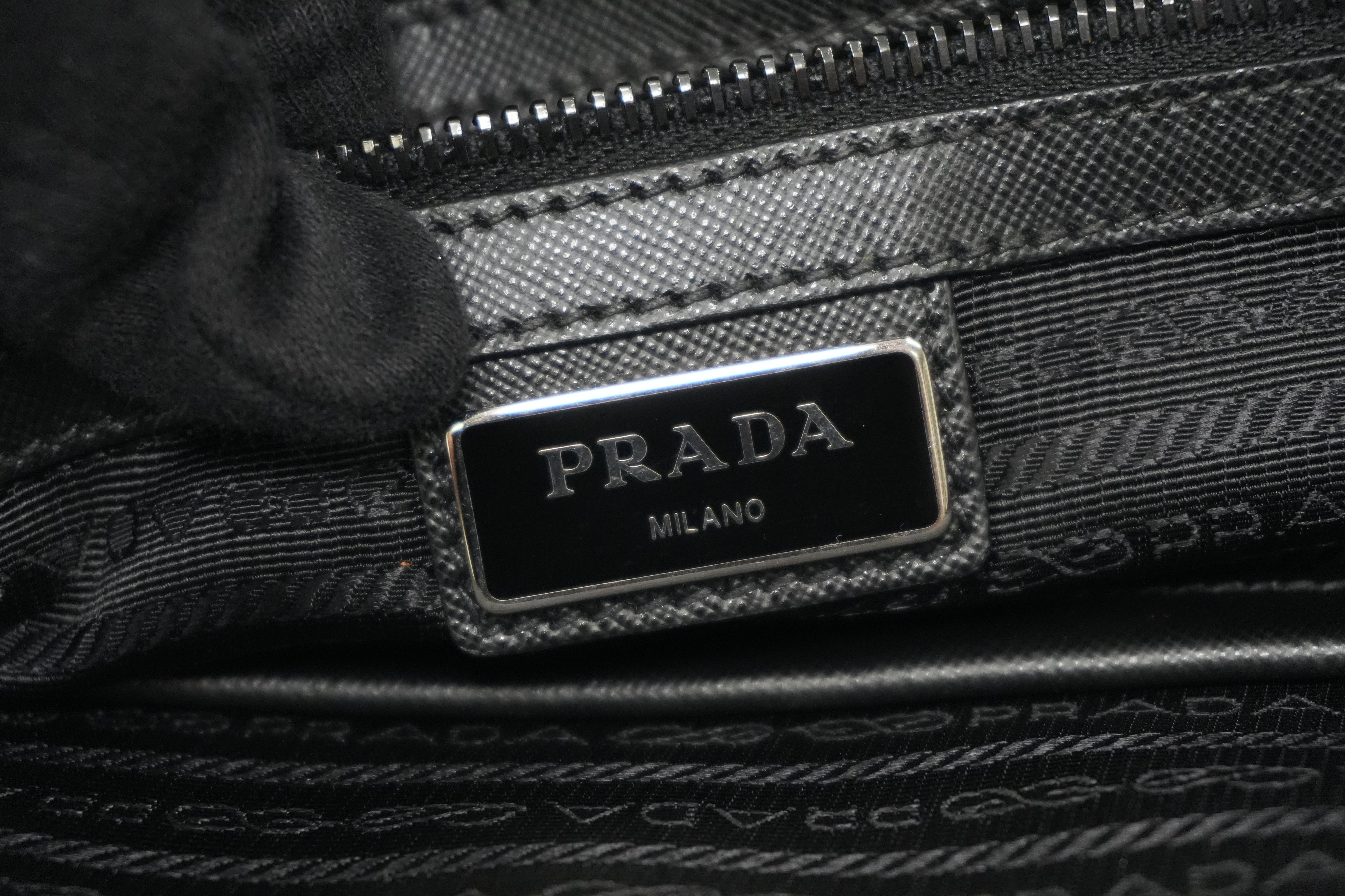 Pre-owned Prada Nylon Two Way Laptop Shoulder Bag Black Used