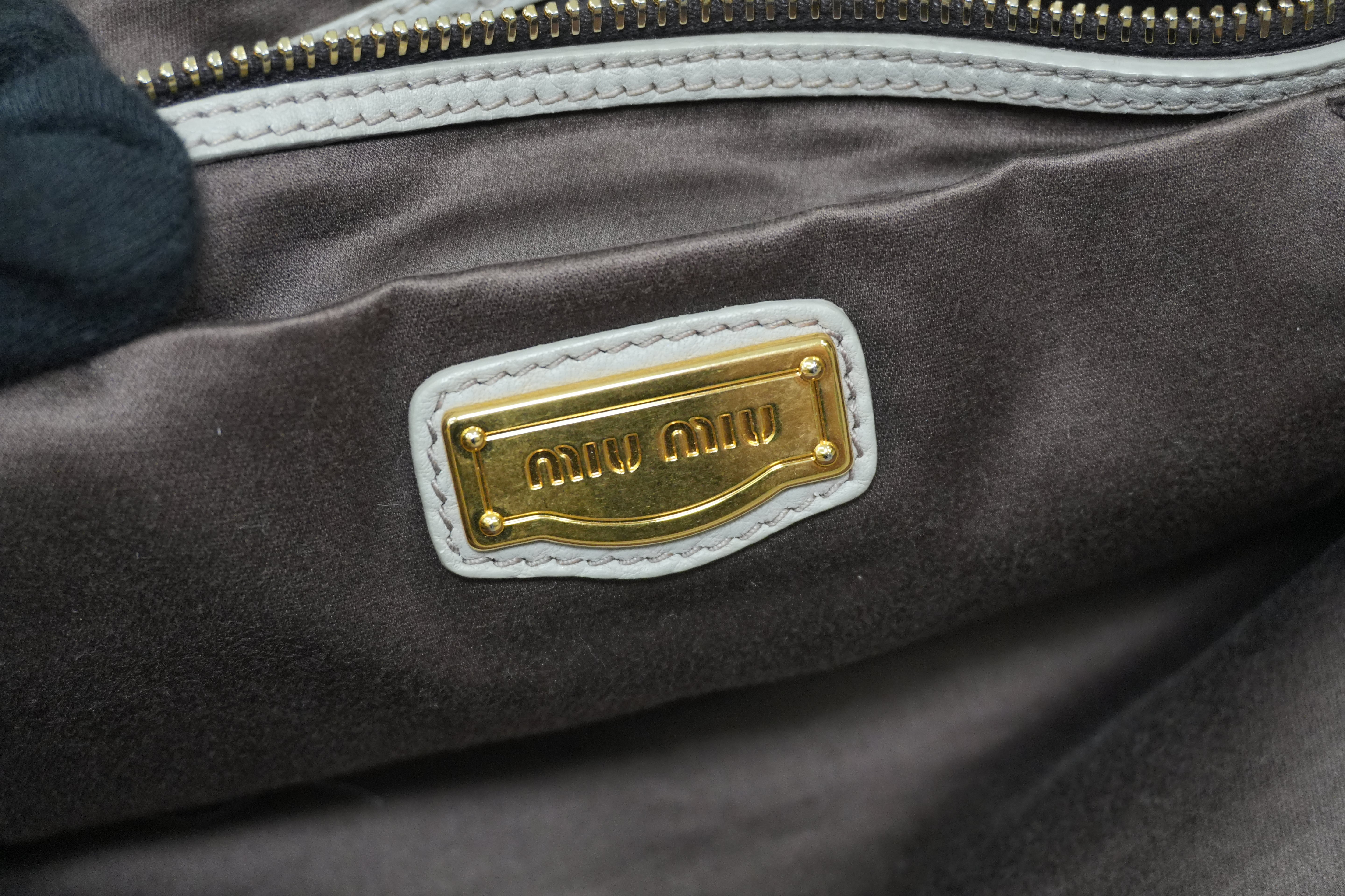 Pre-owned Miumiu Leather Two Way Tote Bag Gray Used