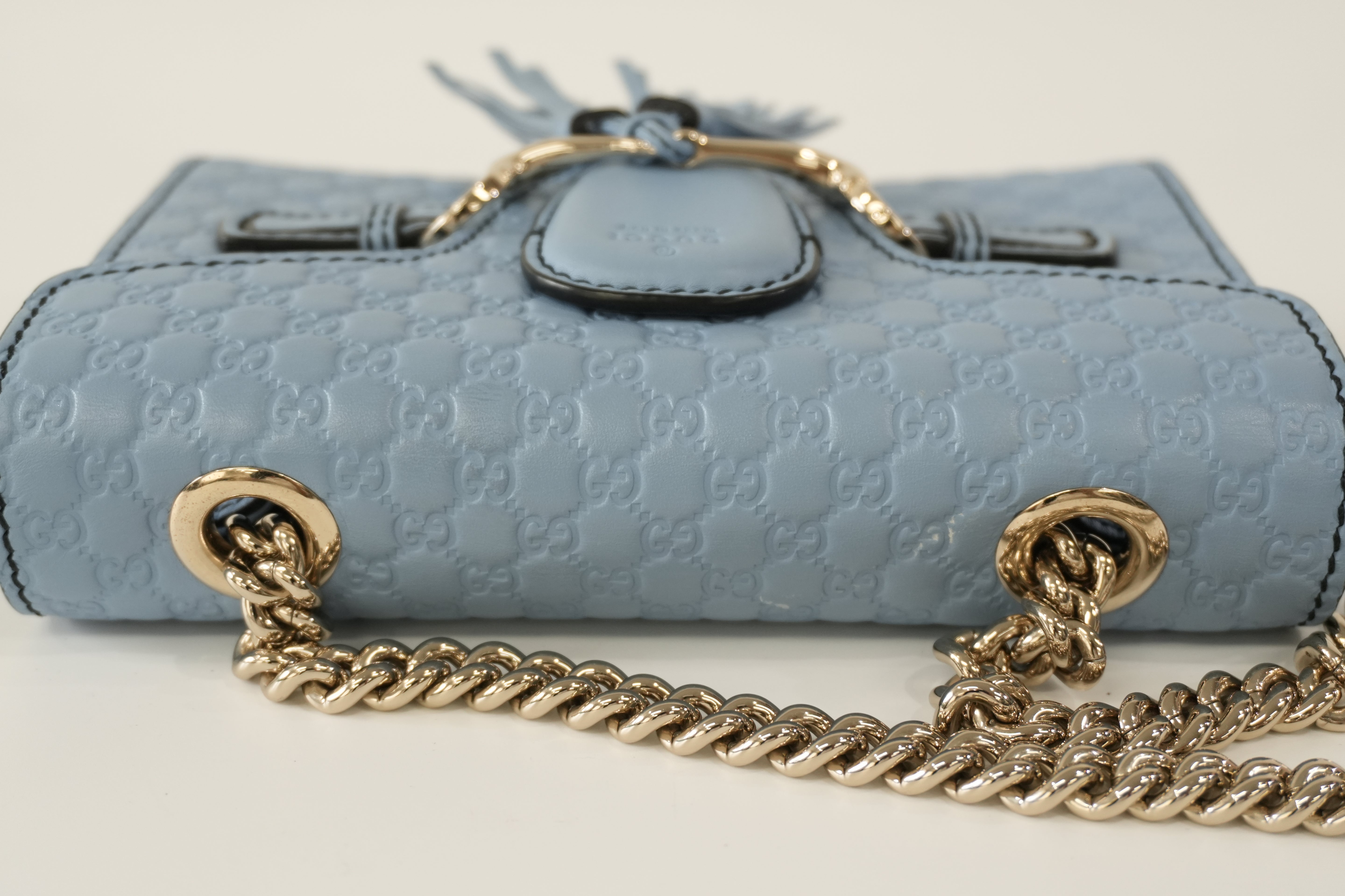 Pre-owned Gucci Micro Guccisima Chain Shoulder Bag Blue Used