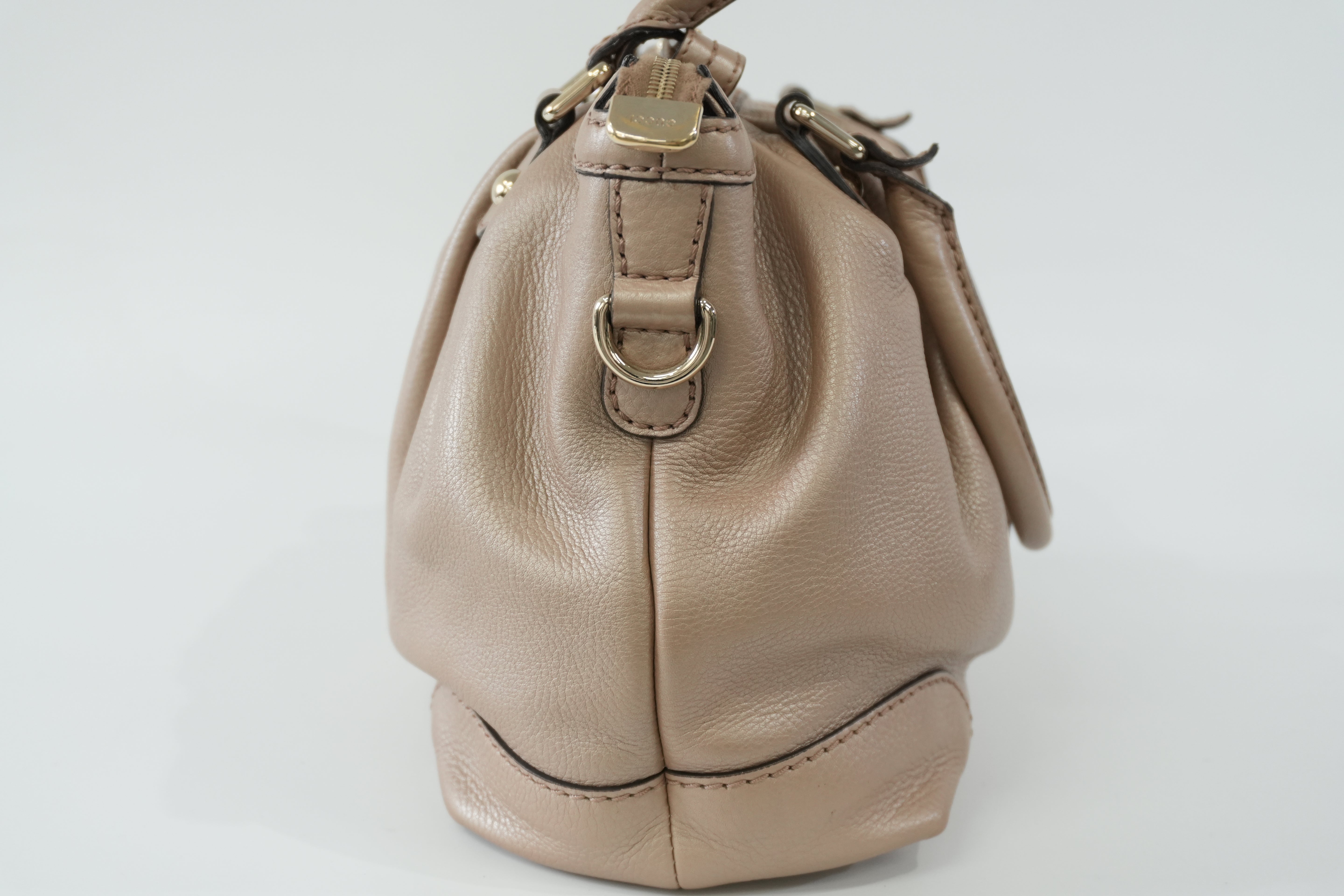 Pre-owned Gucci Leather Metallic Shoulder Bag Bronze Used