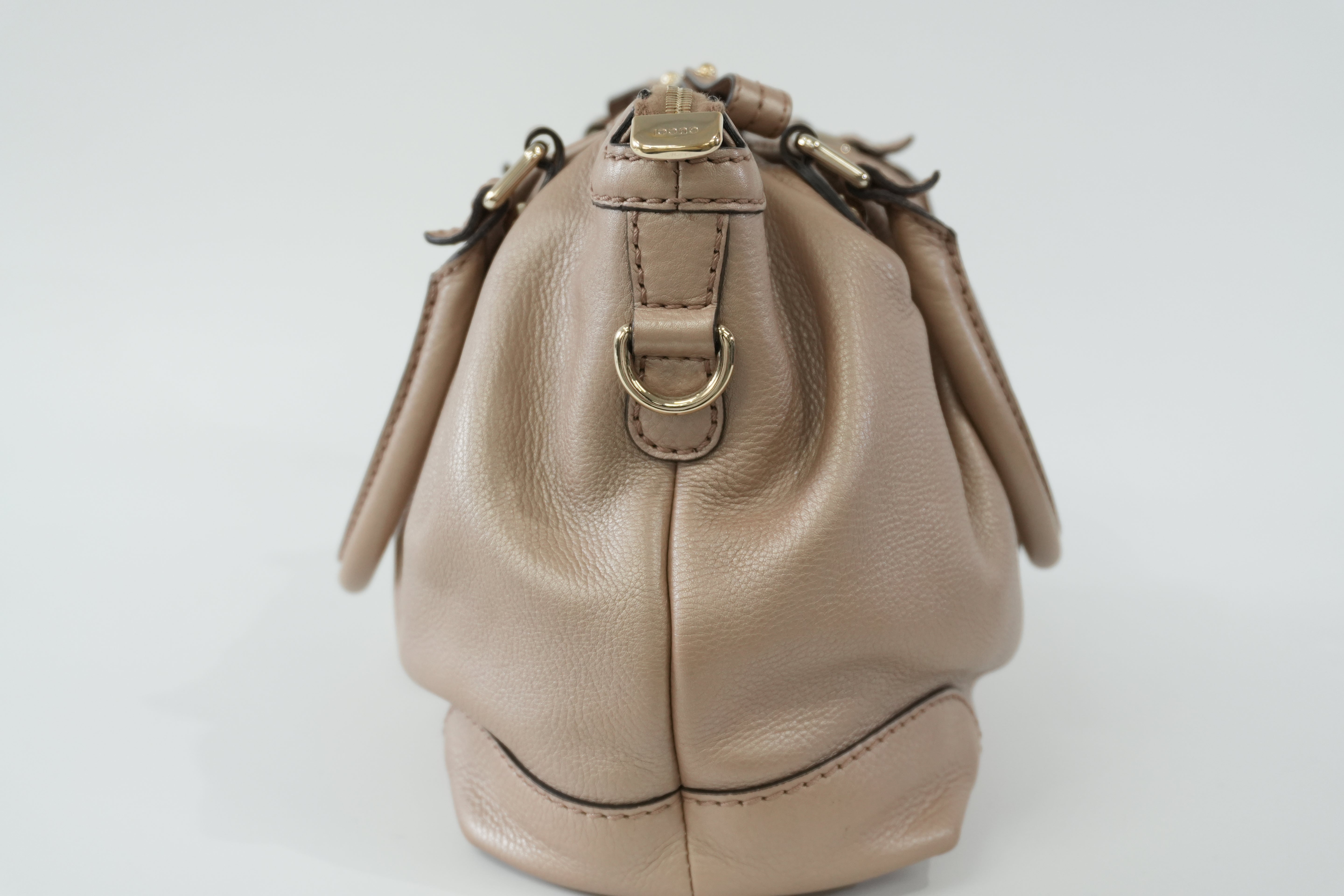 Pre-owned Gucci Leather Metallic Shoulder Bag Bronze Used
