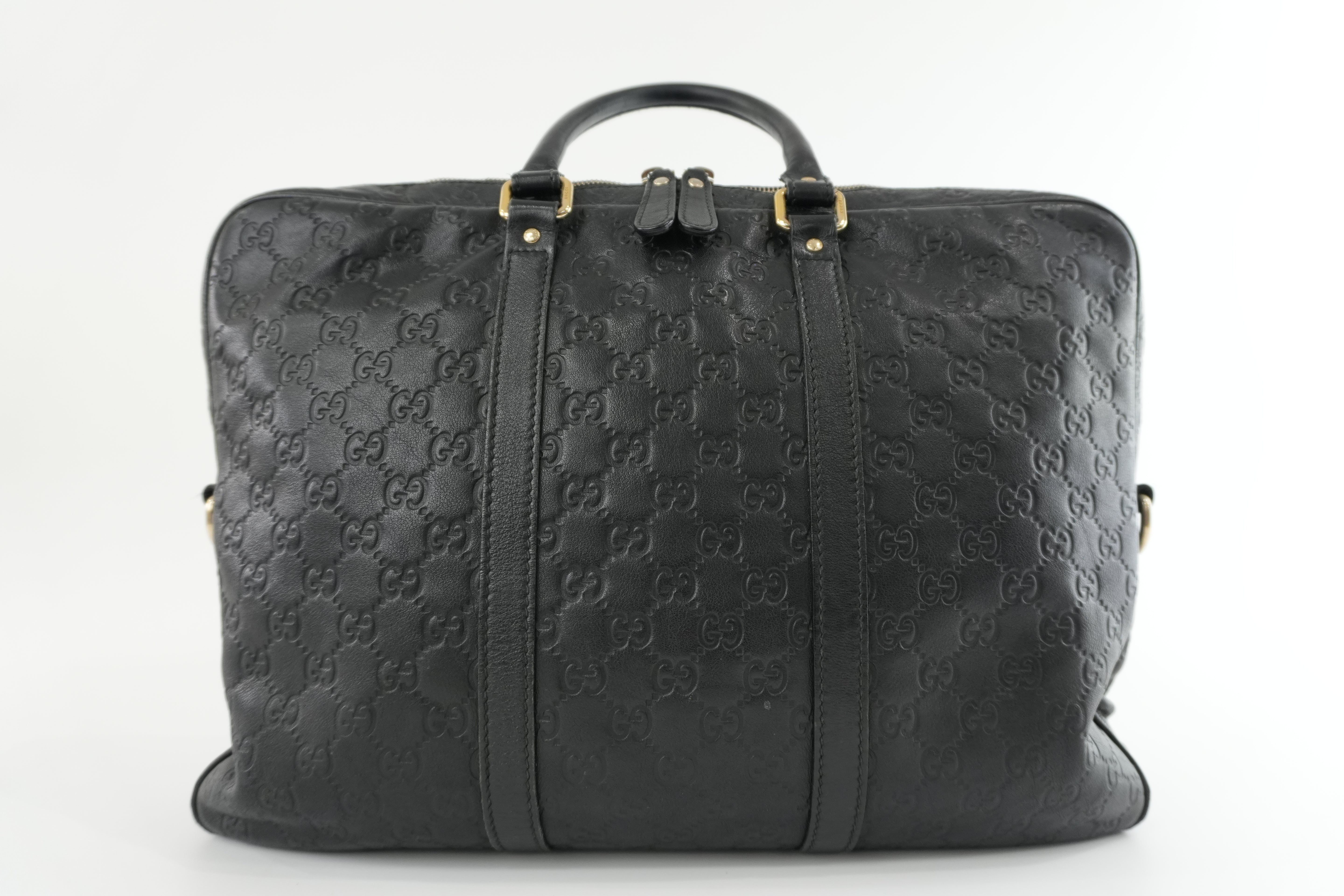 Gucci Guccisima Briefcase Black Leather Used