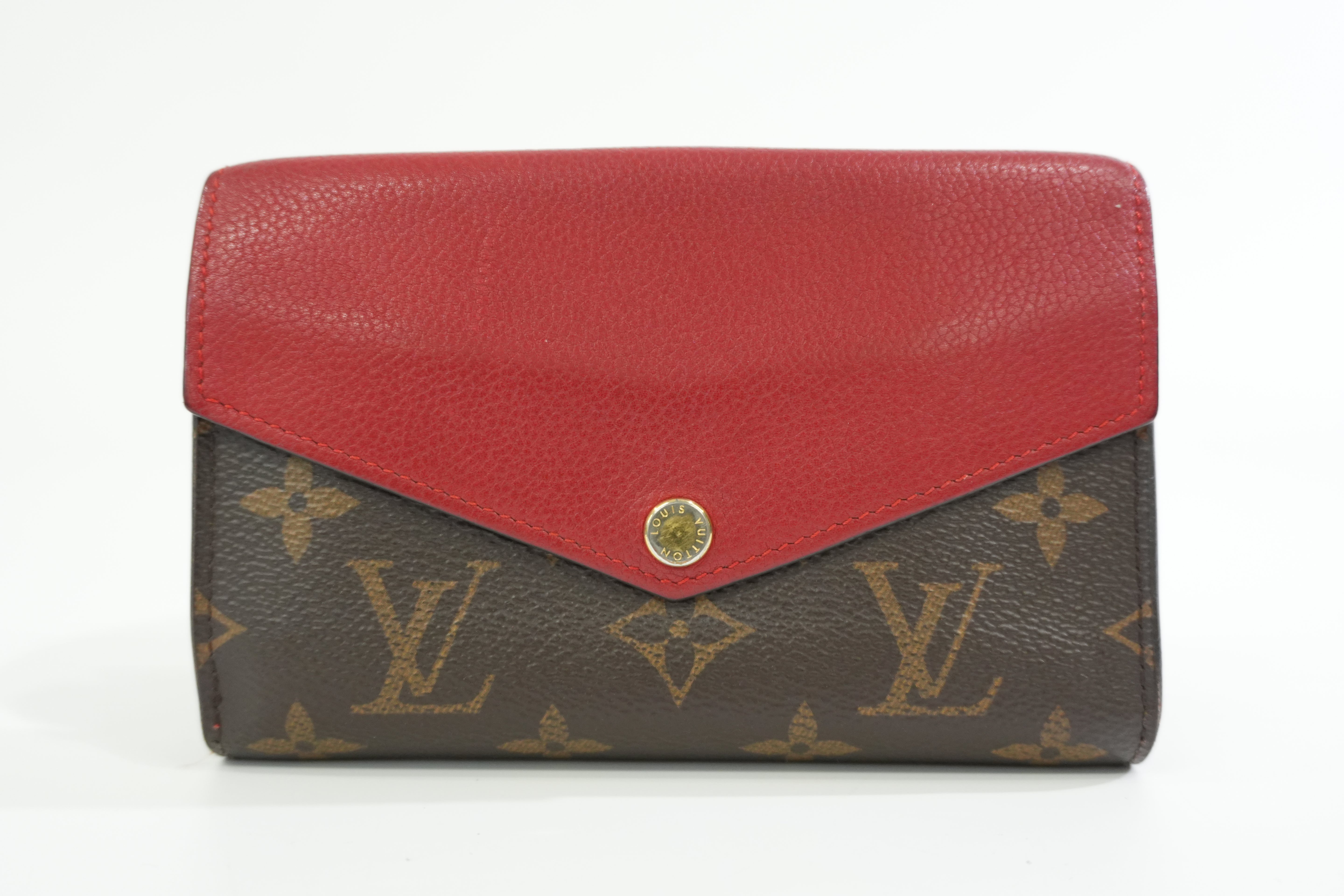 Louis Vuitton Monogram Pallas Compact Wallet Red Used