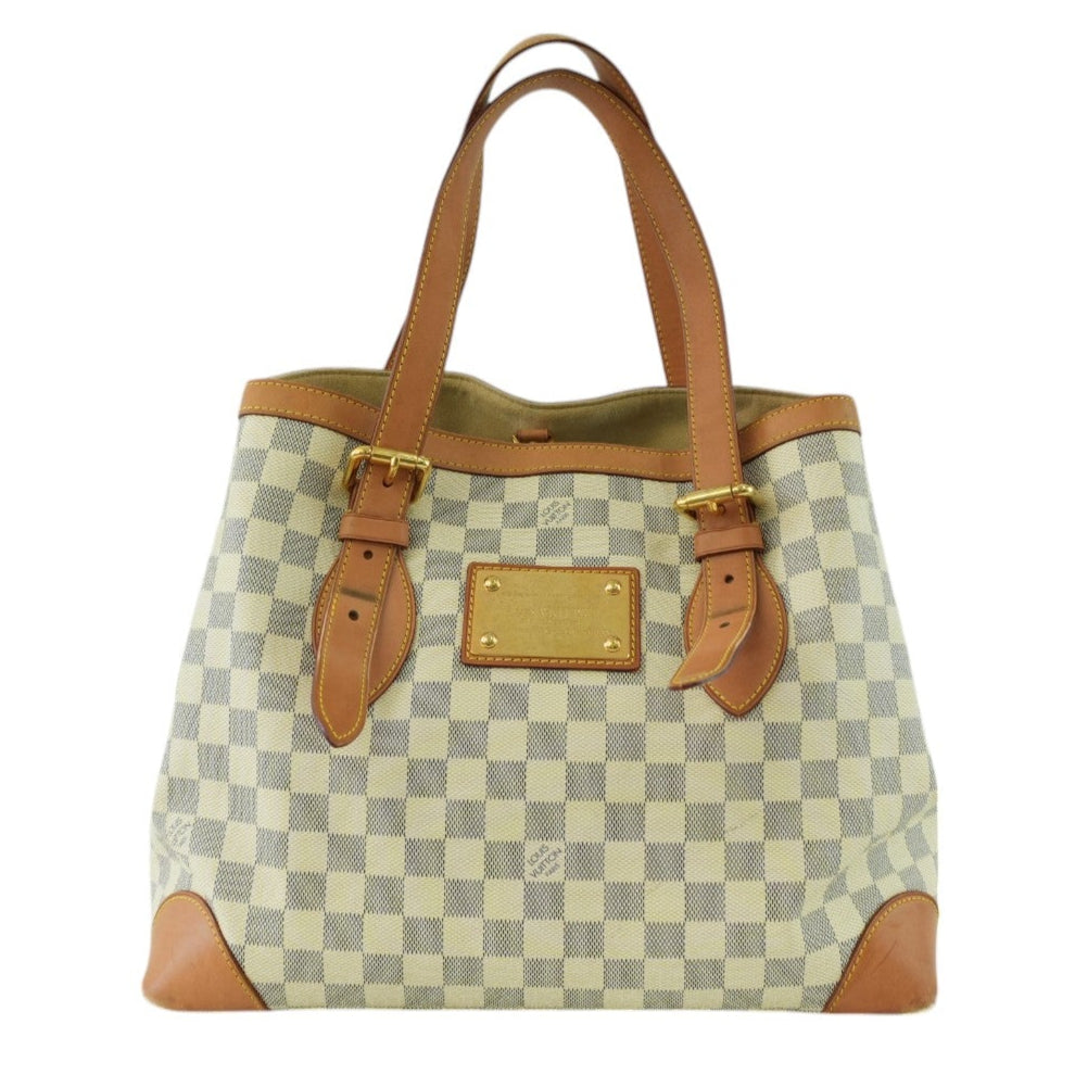 Louis Vuitton Damier Azur Hampstead MM Shoulder Tote Bag Used