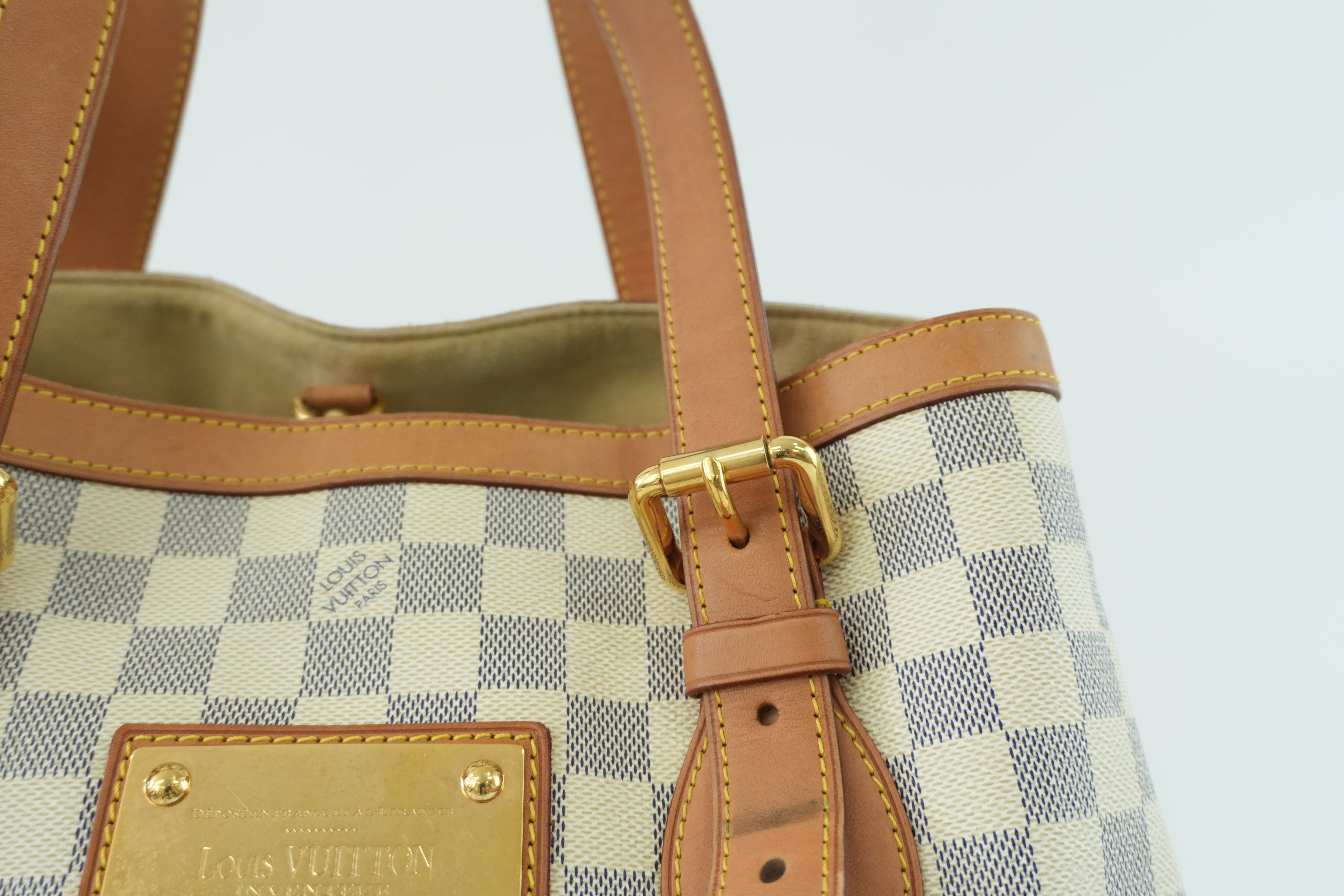 Louis Vuitton Damier Azur Hampstead MM Shoulder Tote Bag Used