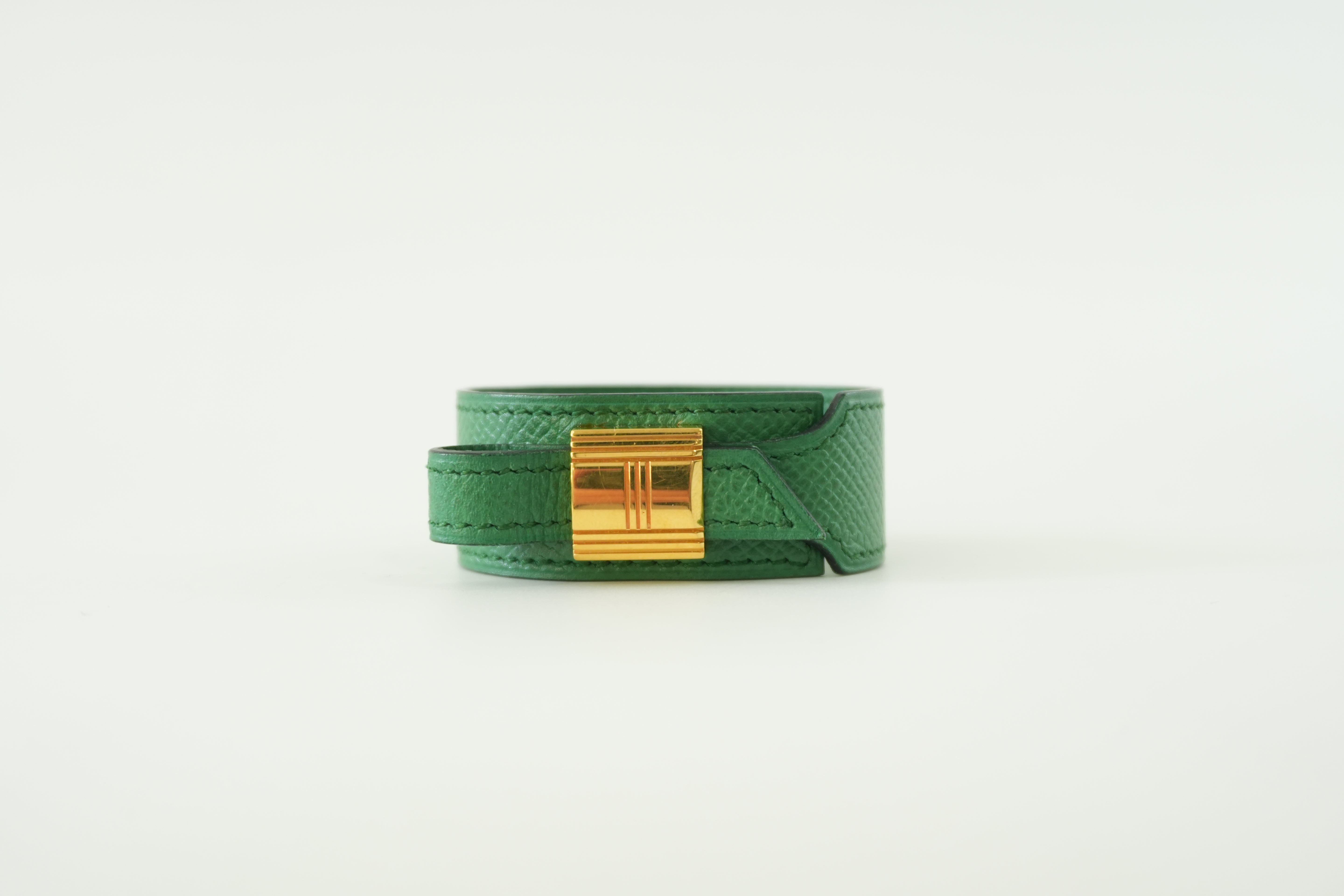 Hermes Bracelet Green Leather Used