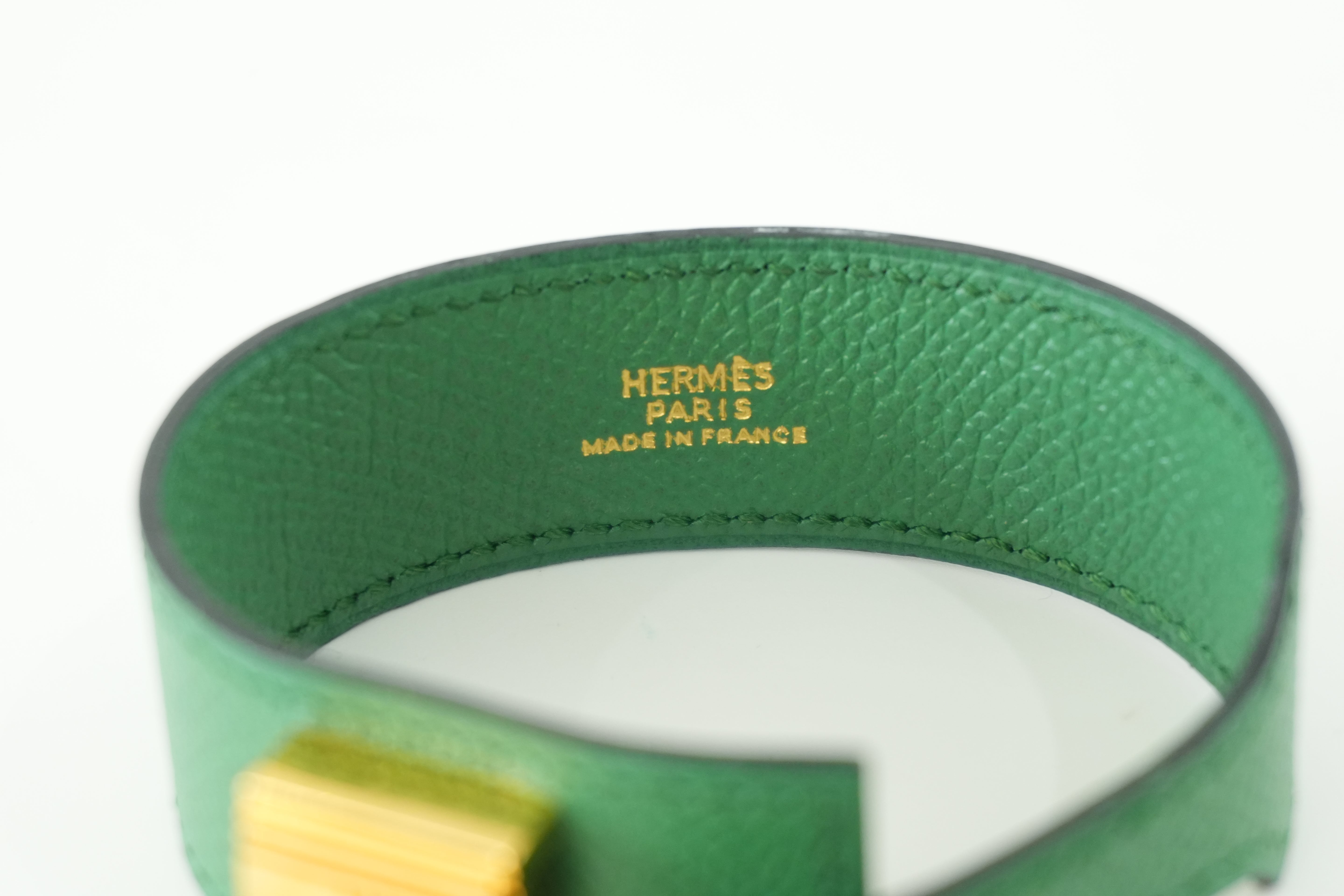 Hermes Bracelet Green Leather Used