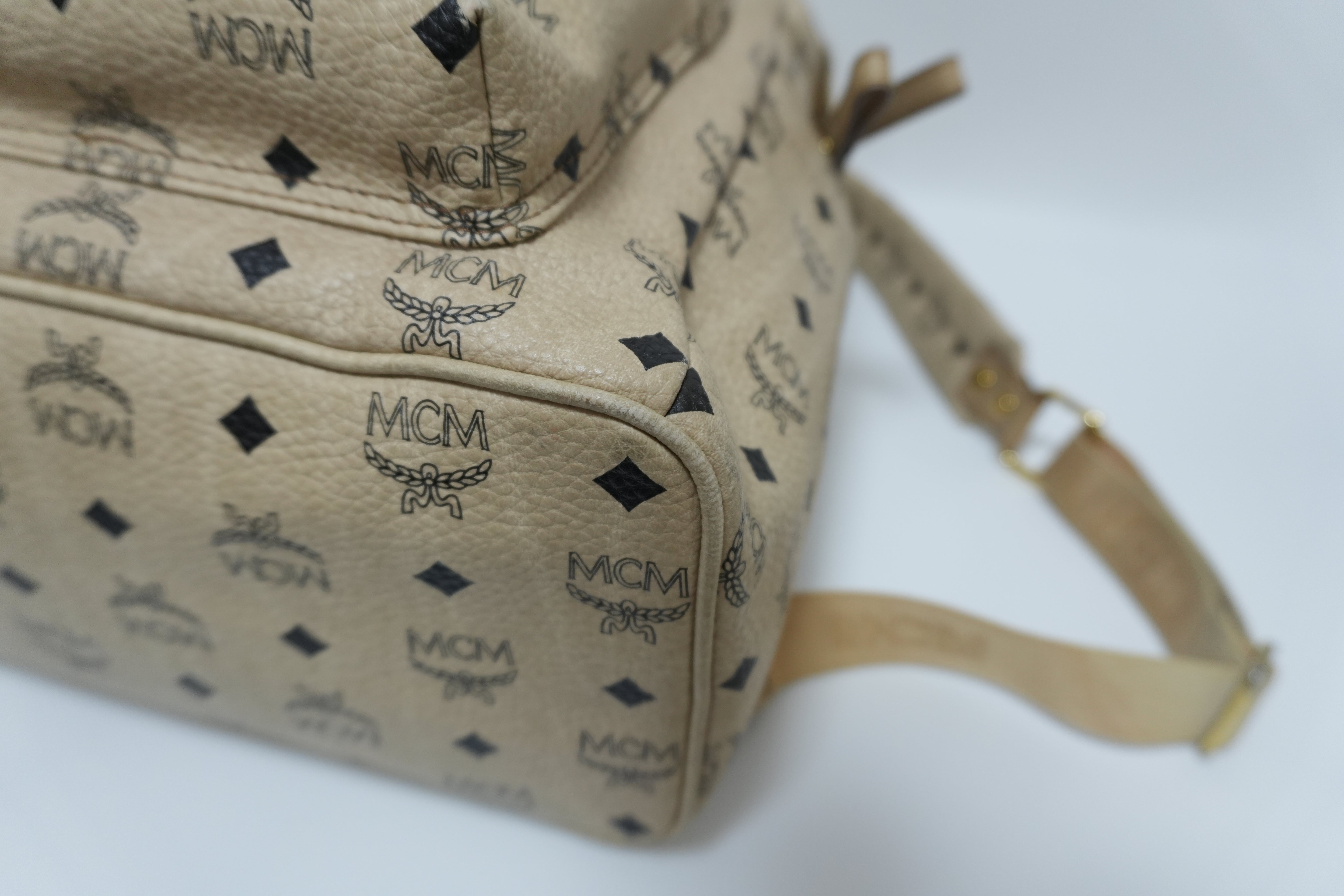 MCM キャンバス バックパック アイボリー 中古