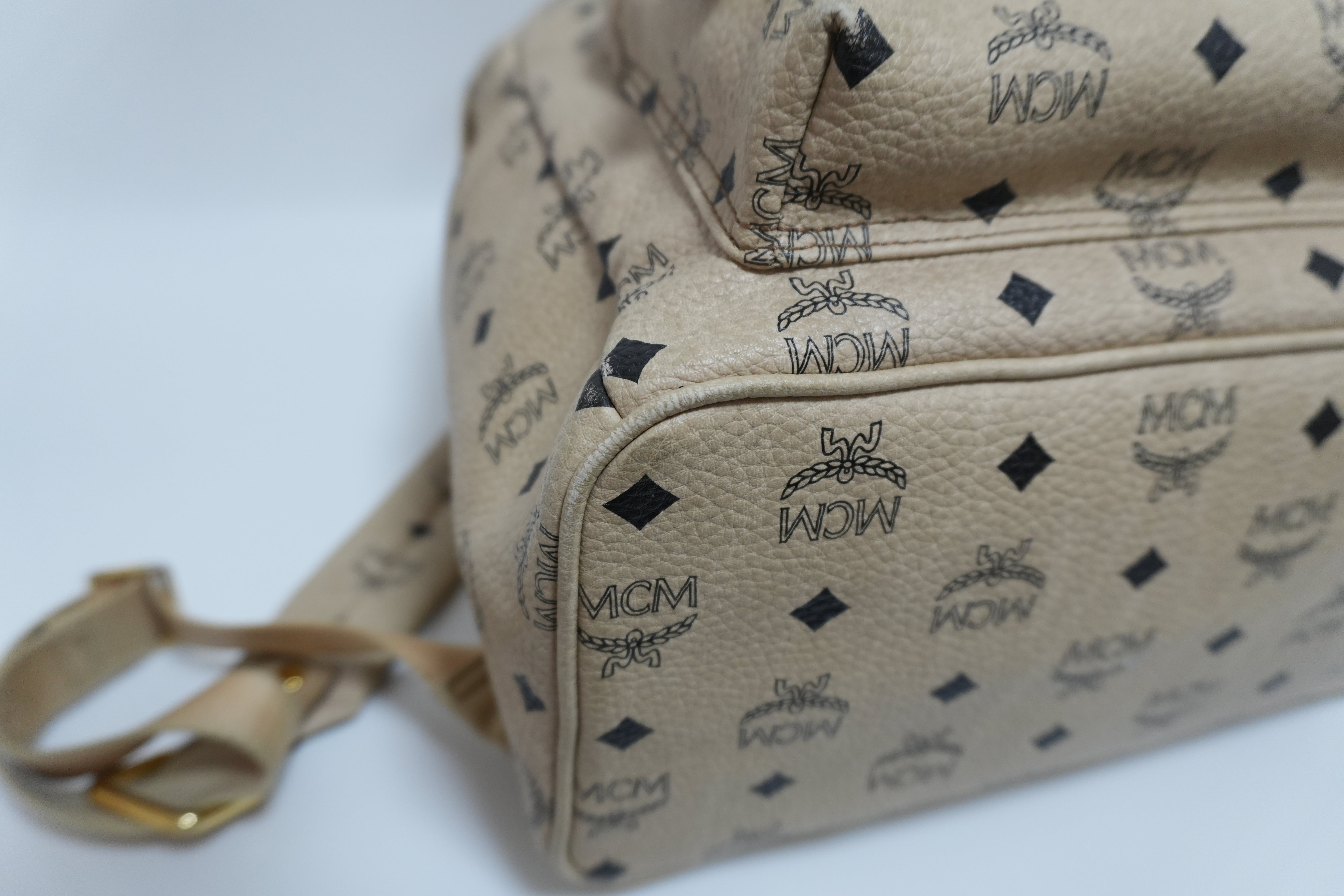 MCM キャンバス バックパック アイボリー 中古