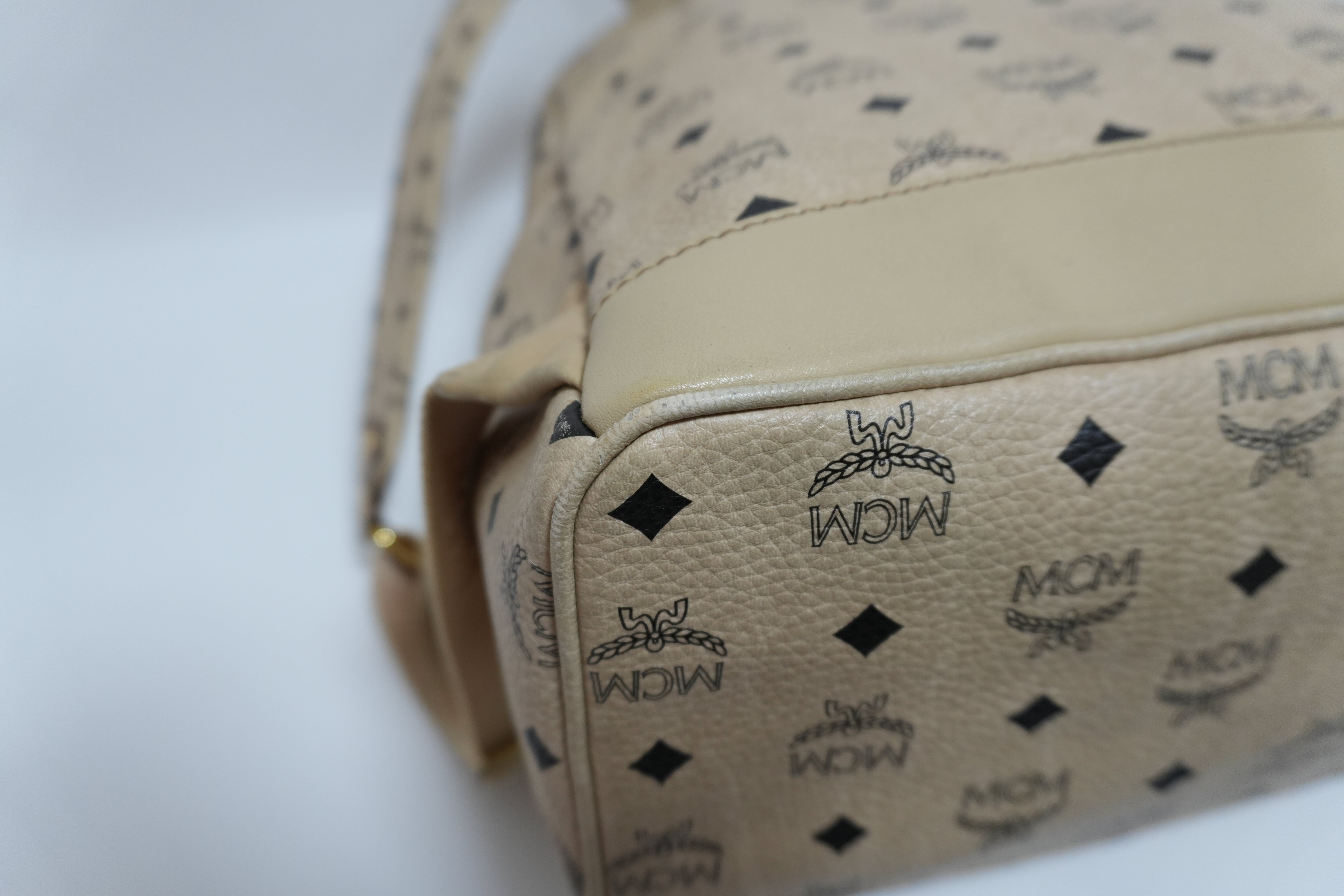 MCM キャンバス バックパック アイボリー 中古