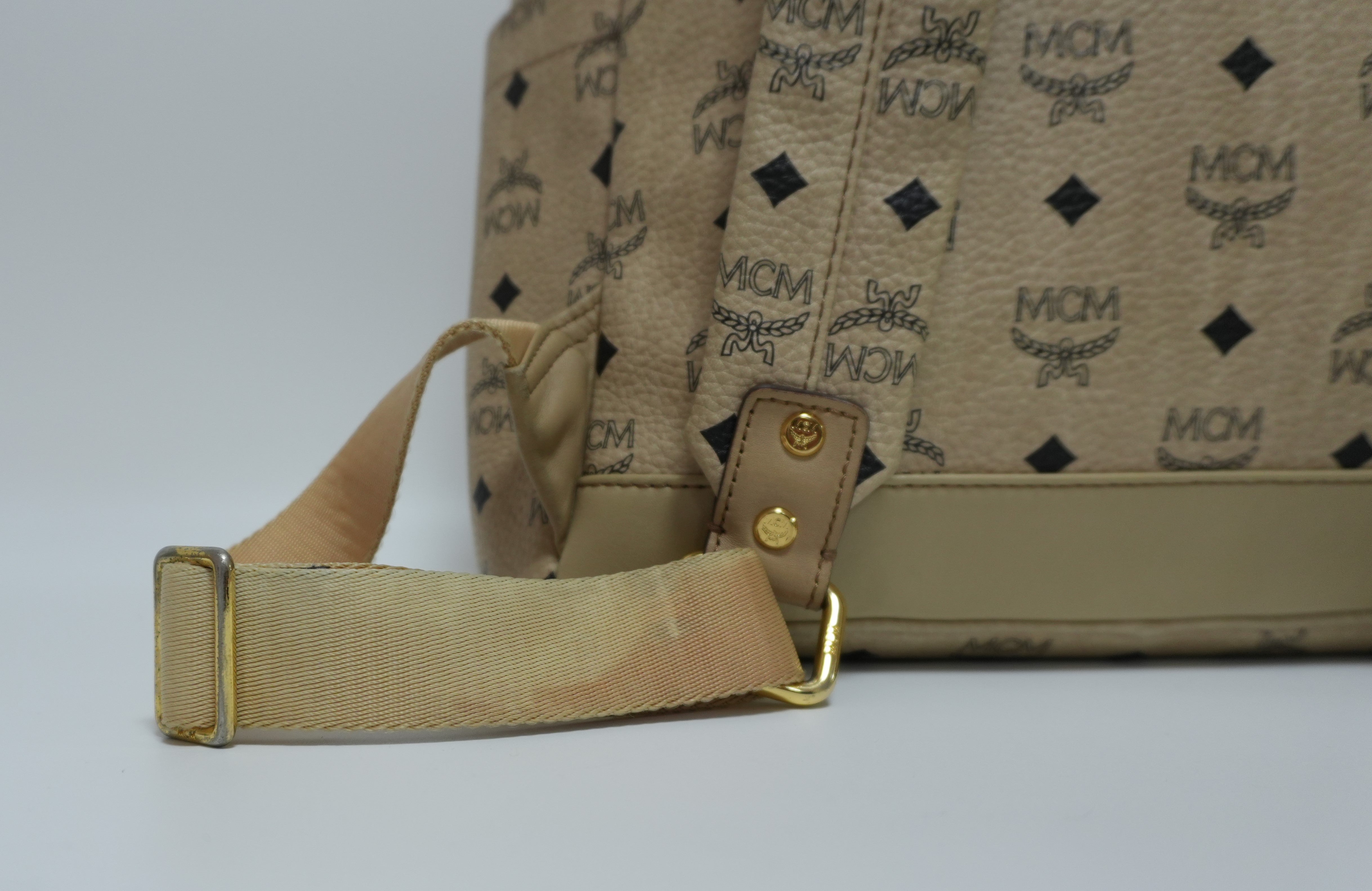 MCM キャンバス バックパック アイボリー 中古