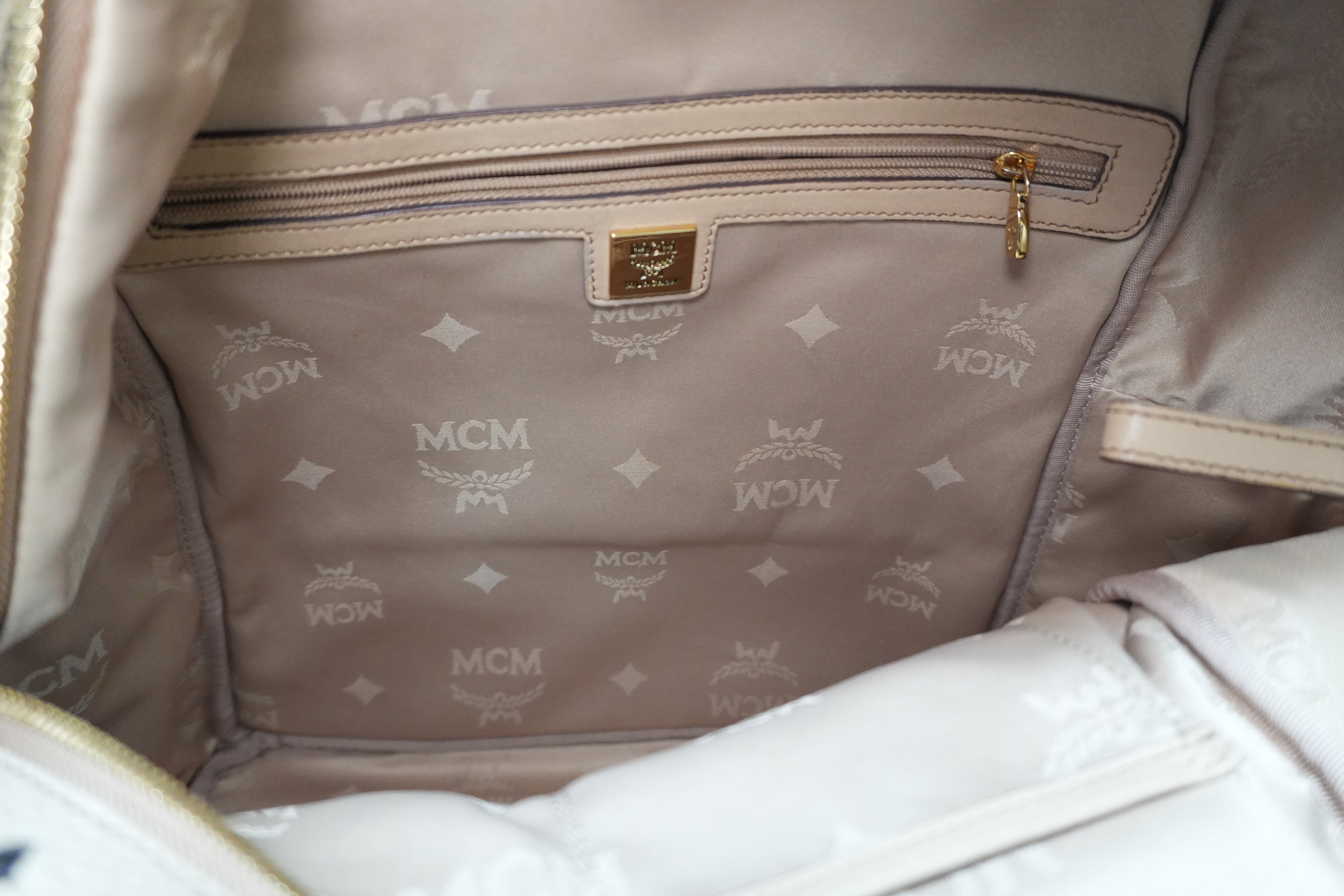 MCM キャンバス バックパック アイボリー 中古