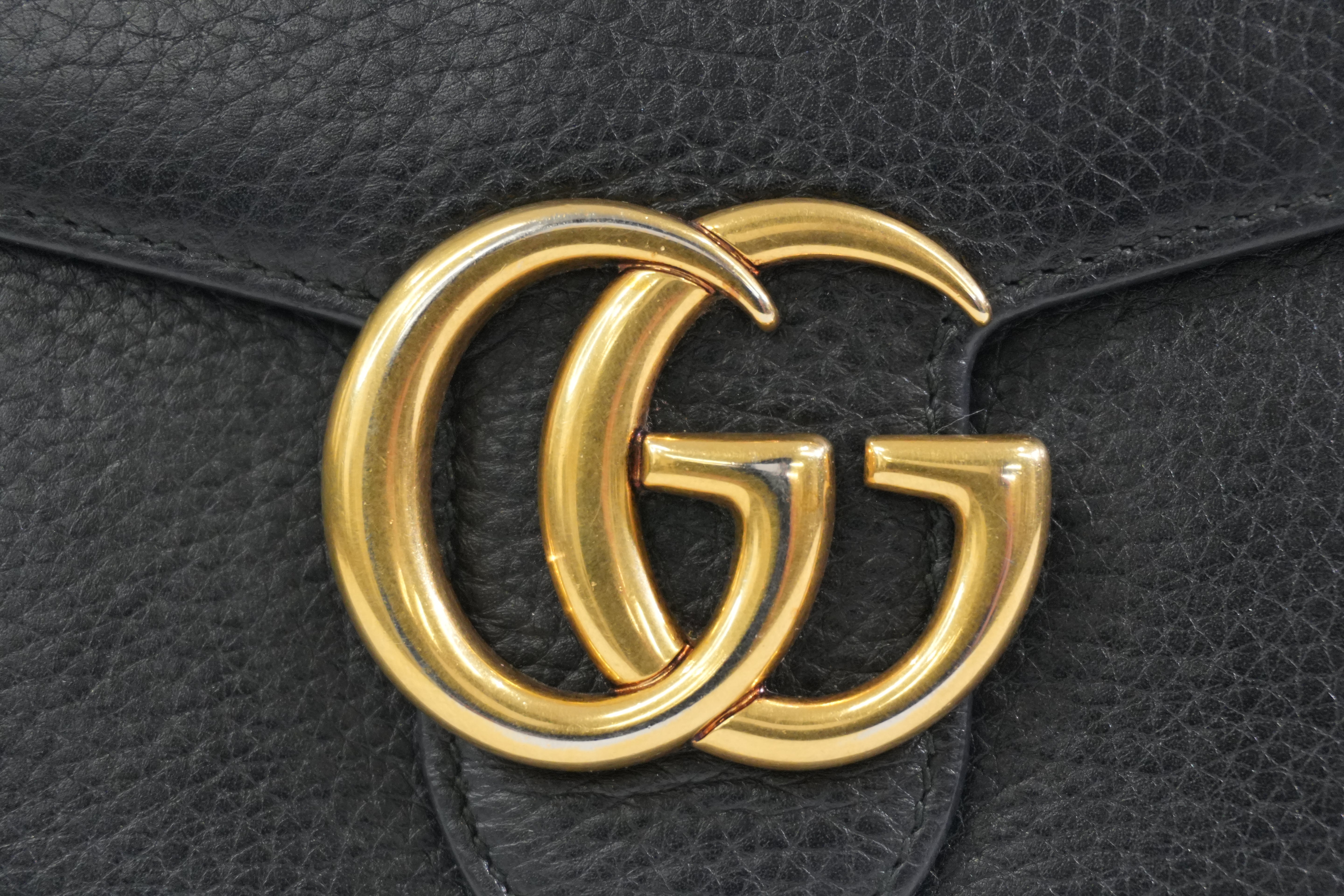 Pre-owned Gucci Calfskin Leather Long Wallet Black