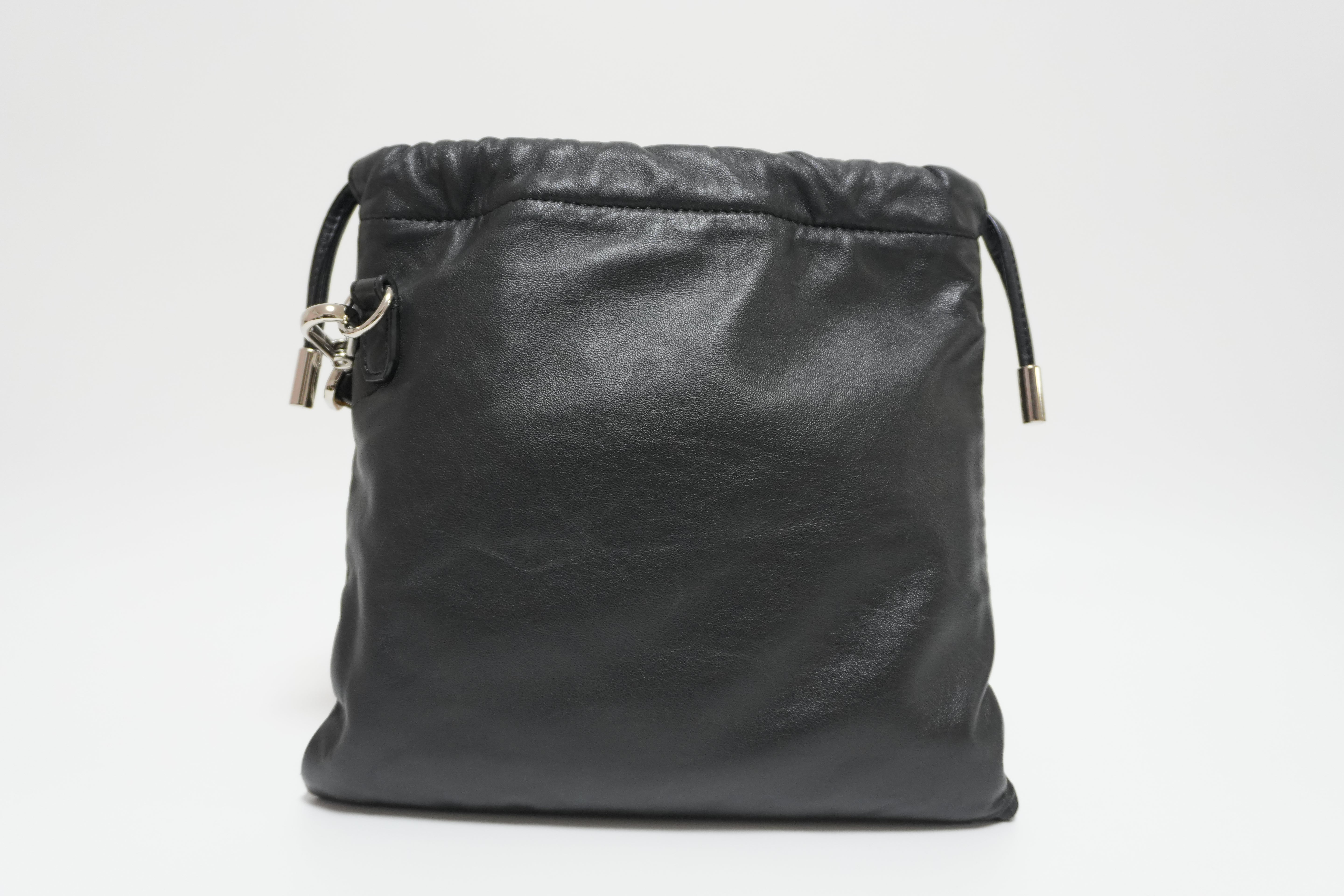 Fendi Leather Shoulder Bag Black Used