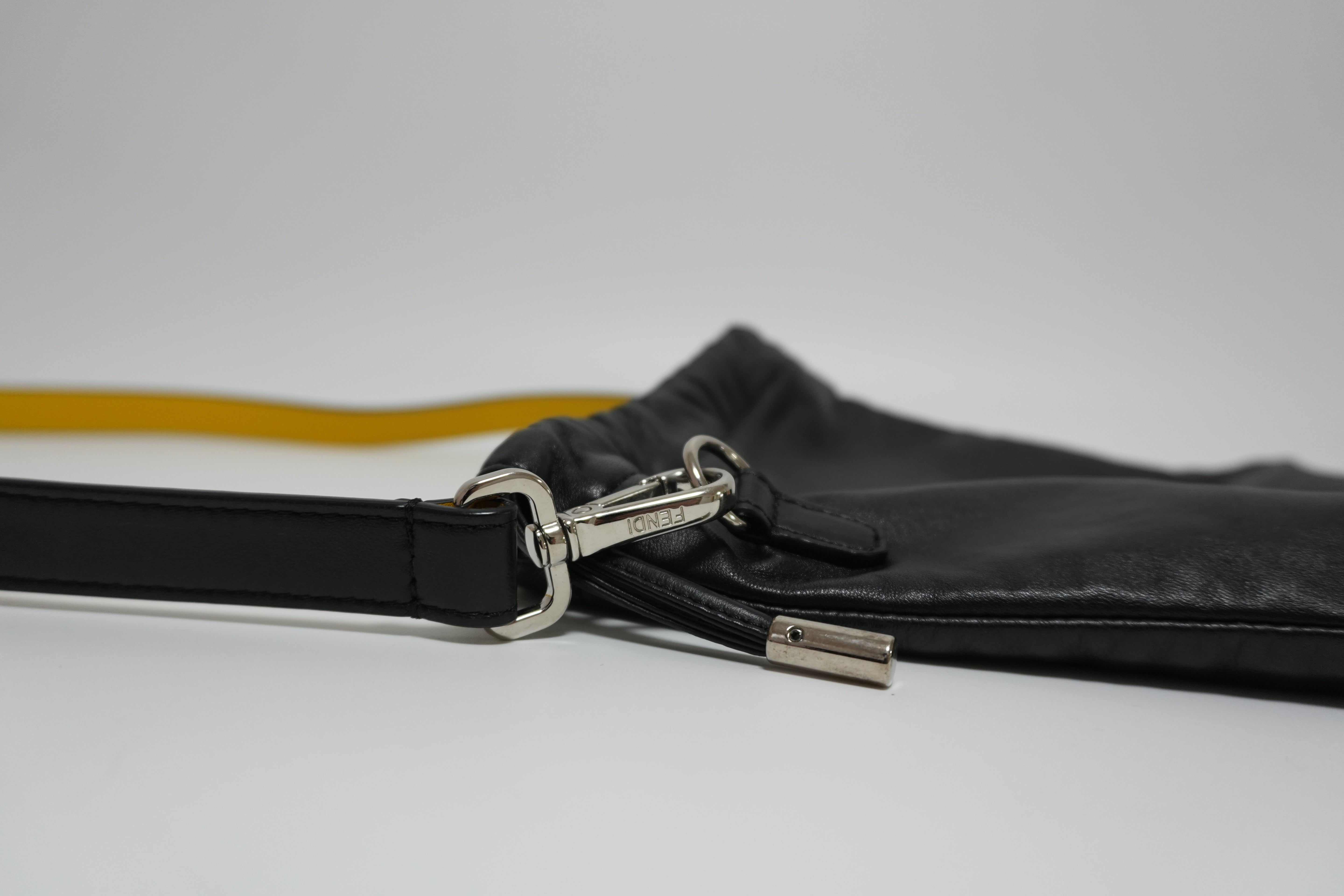 Fendi Leather Shoulder Bag Black Used