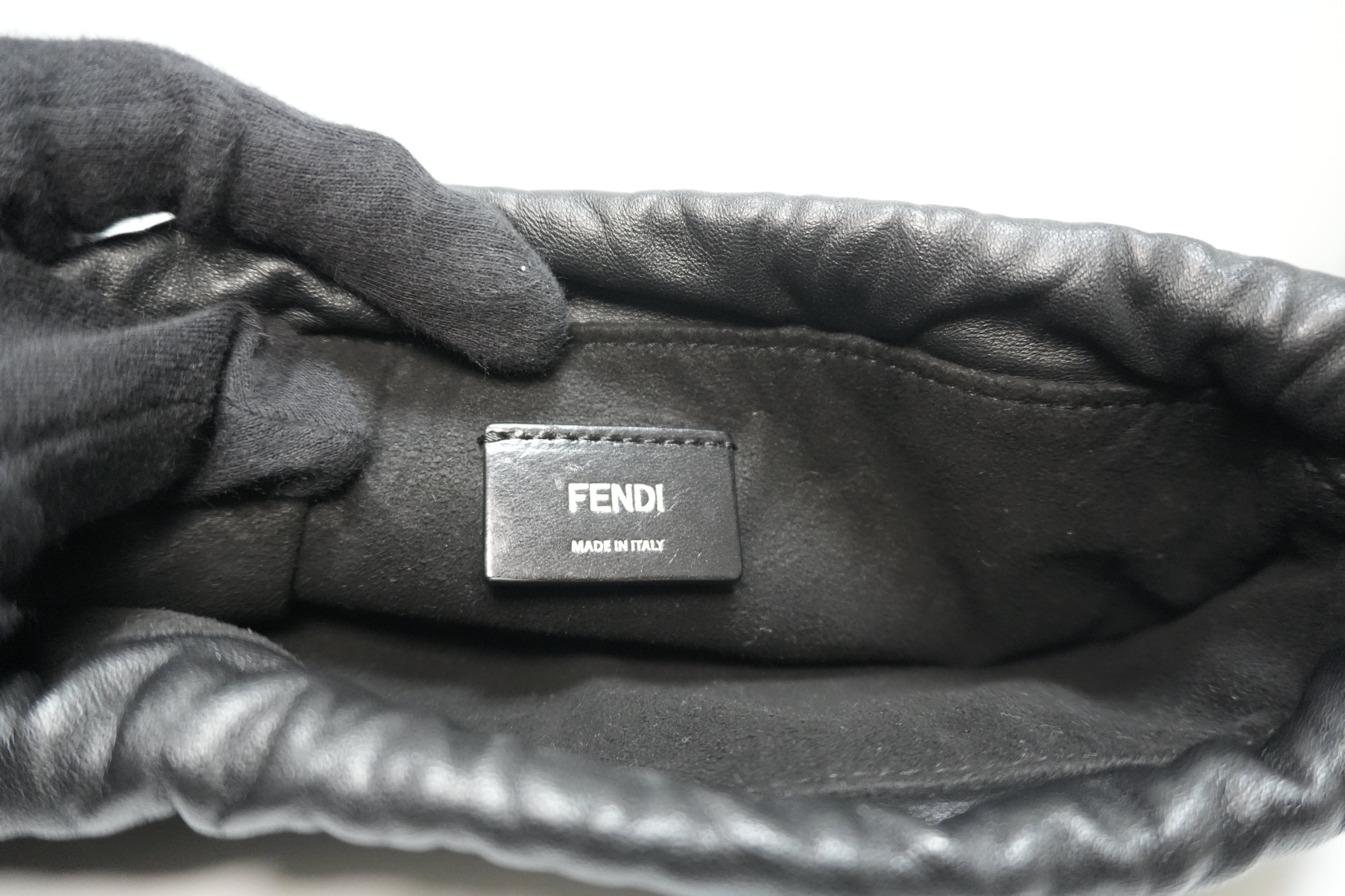 Fendi Leather Shoulder Bag Black Used