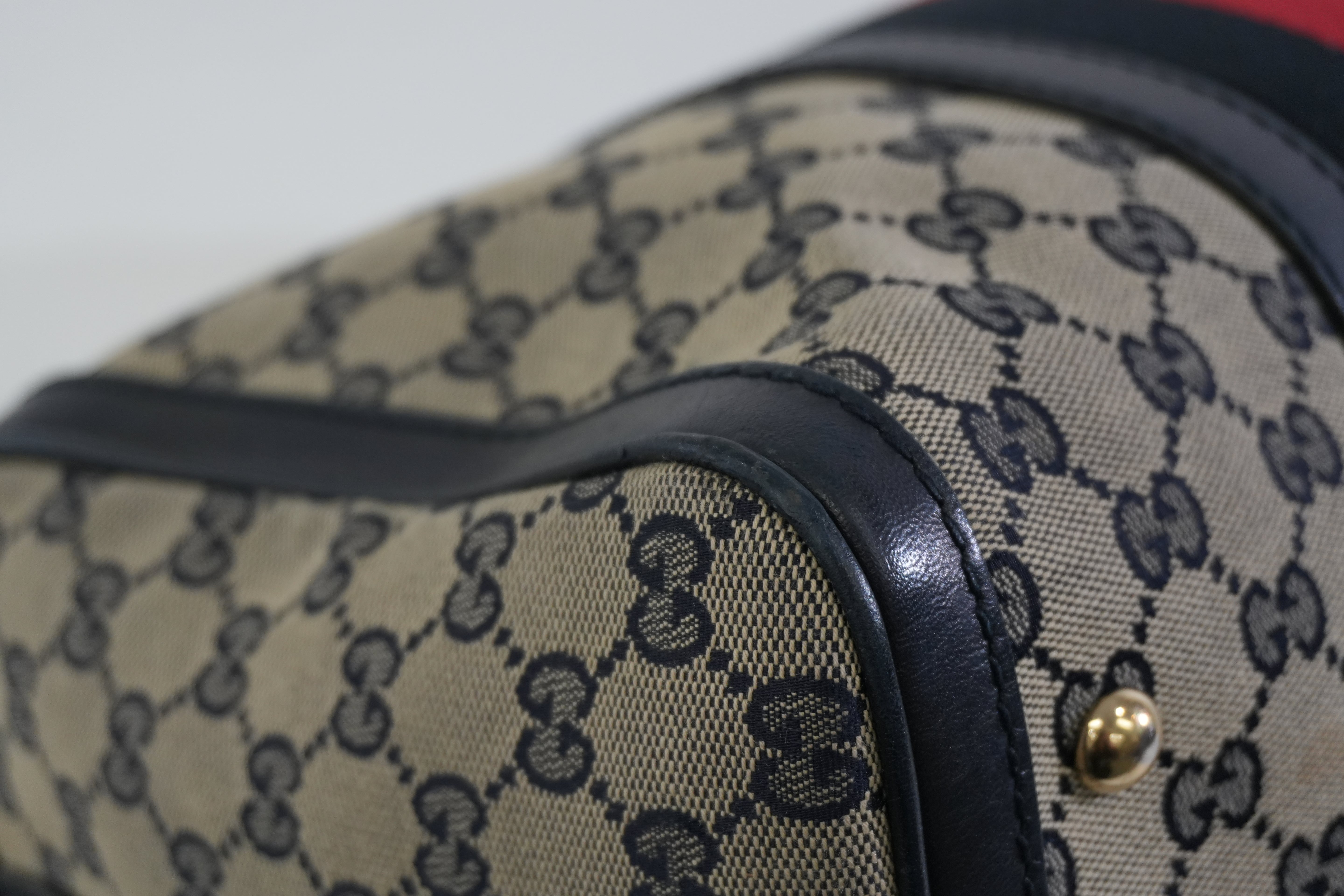 Pre-owned Gucci Canvas Sheryline Two Way Boston Bag Blue