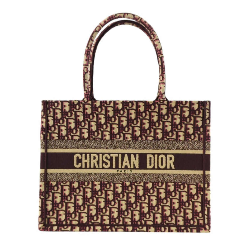 Christian Dior Medium Book Tote Canvas Burgundy Used