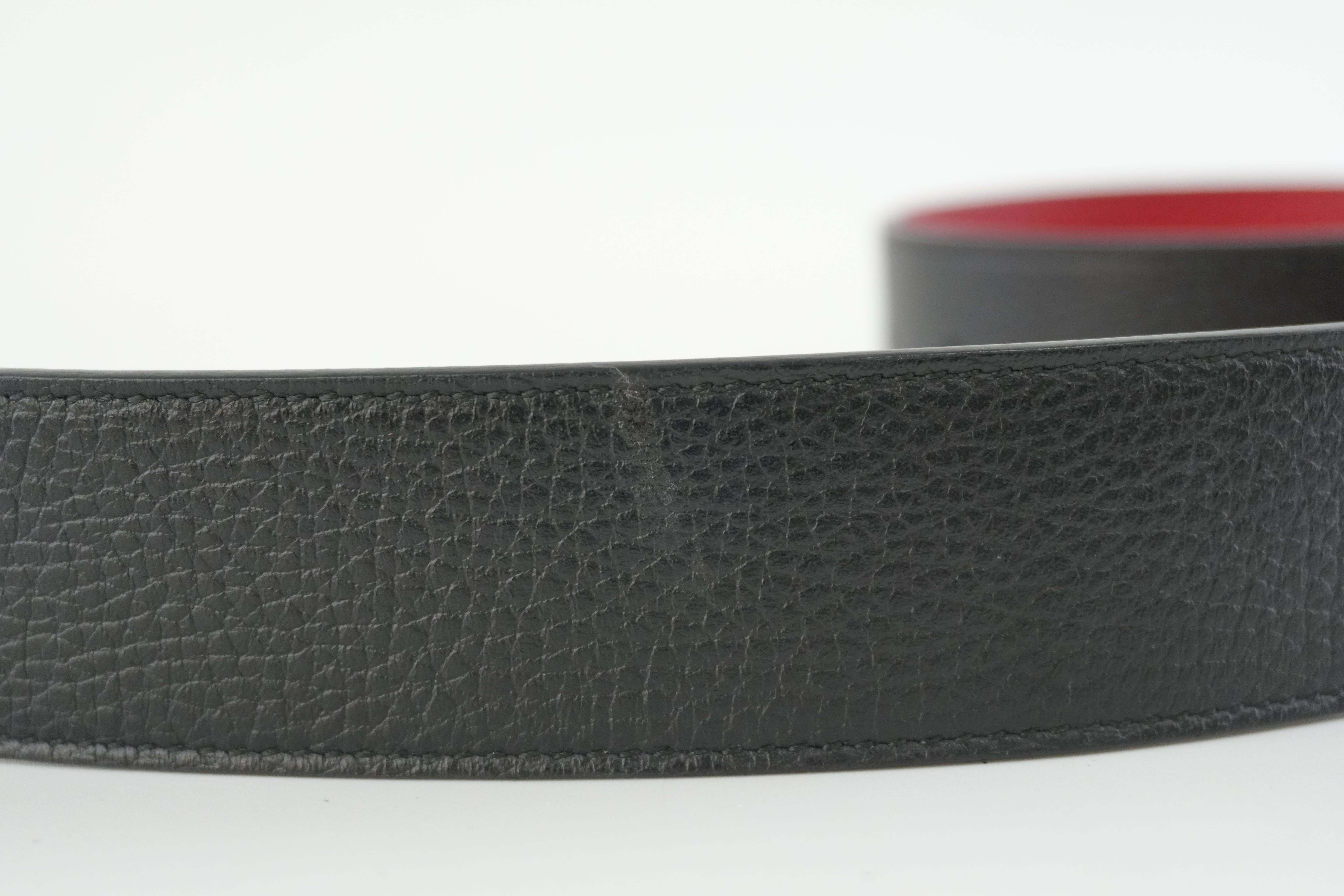 Pre-owned Gucci Interlocking Belt Leather Black and Red