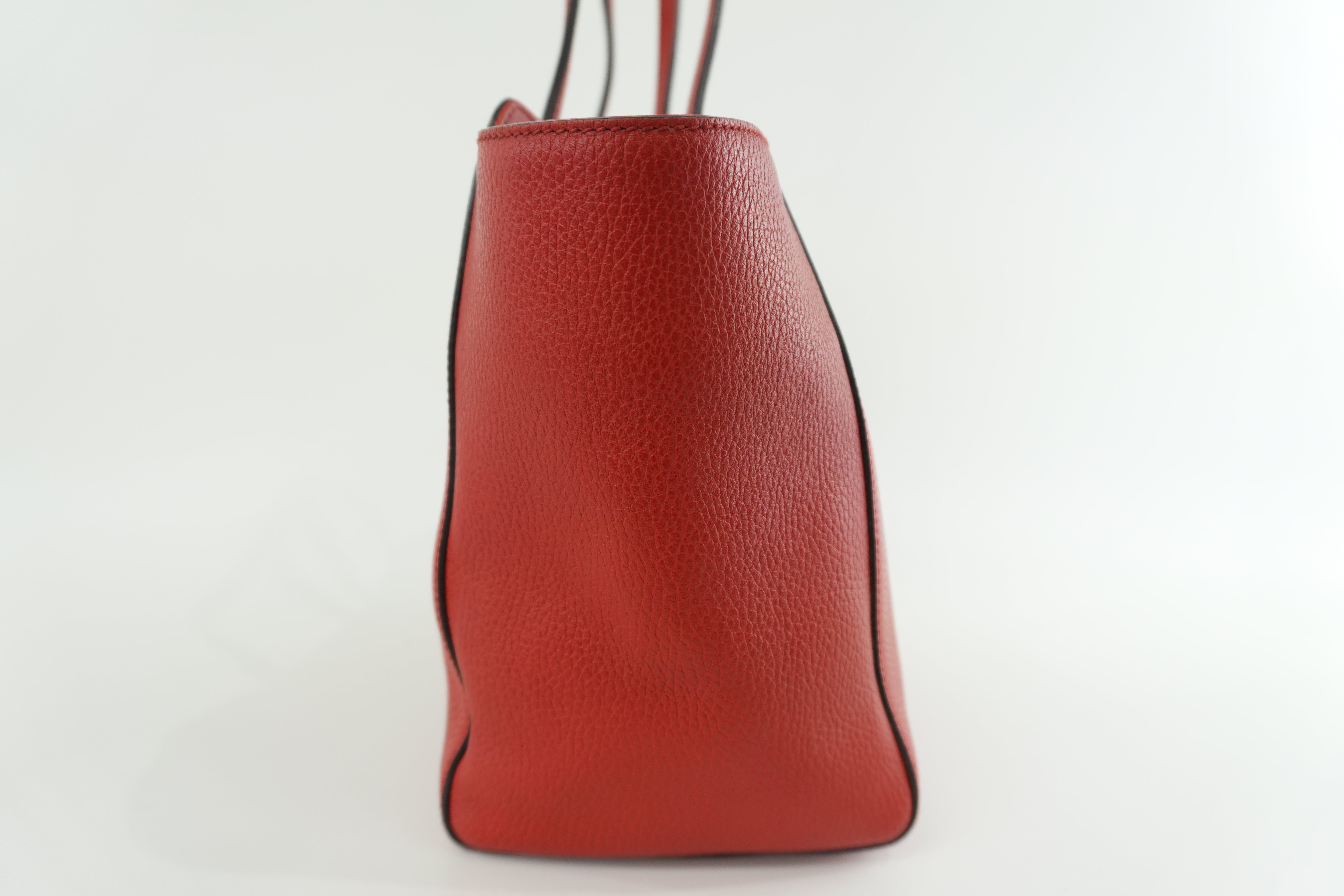 Gucci Swing Tote Bag Leather Red Used