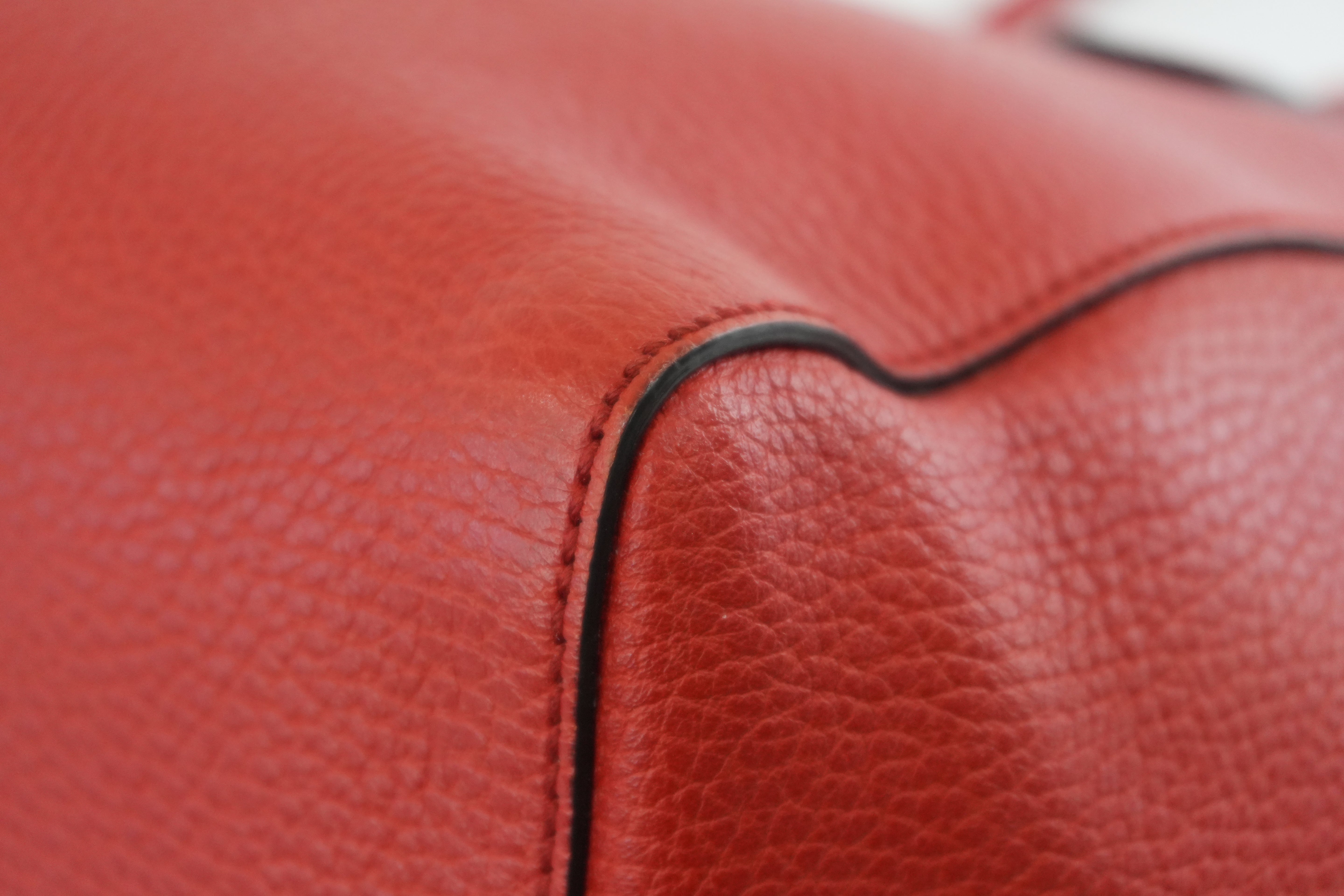 Gucci Swing Tote Bag Leather Red Used