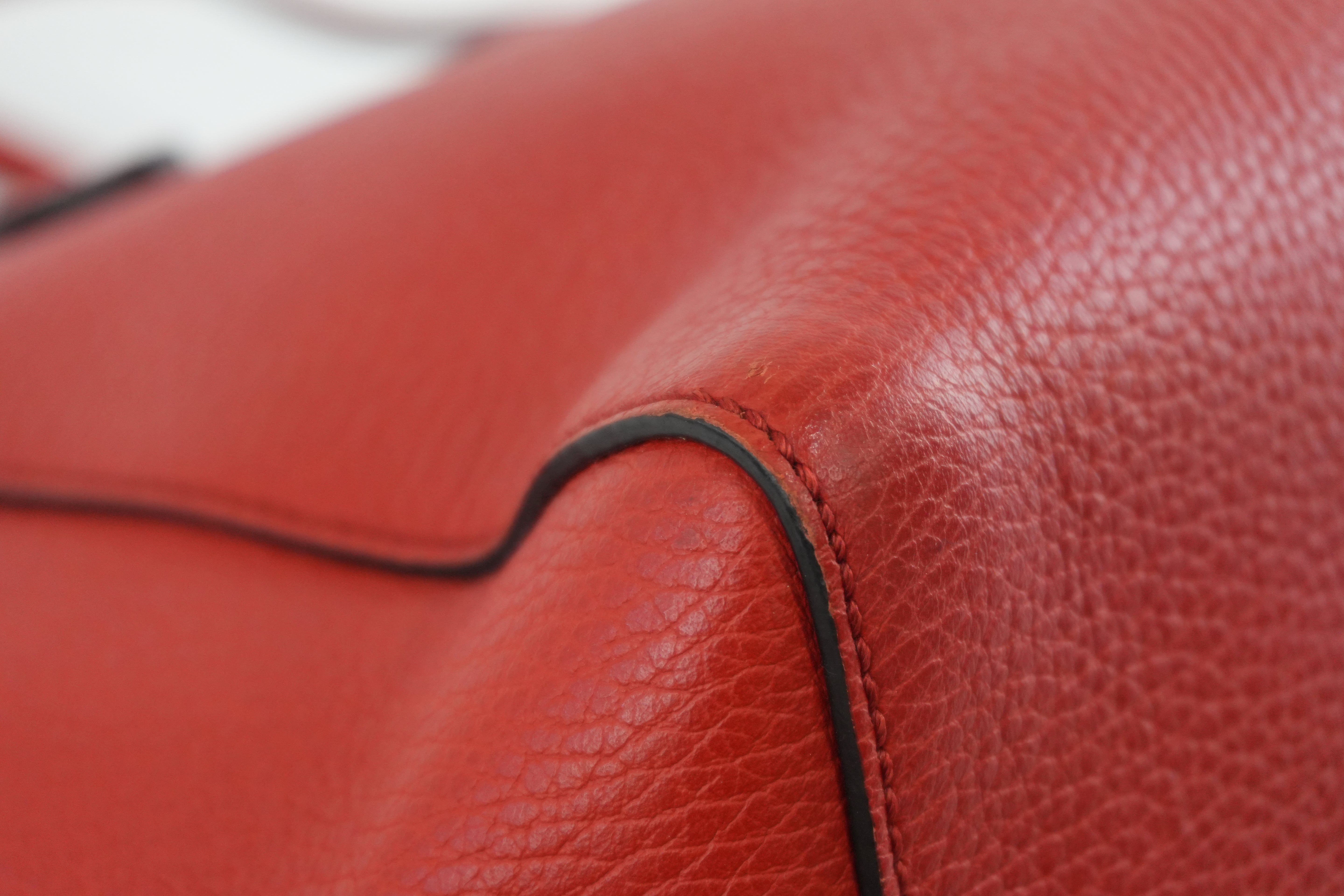 Gucci Swing Tote Bag Leather Red Used
