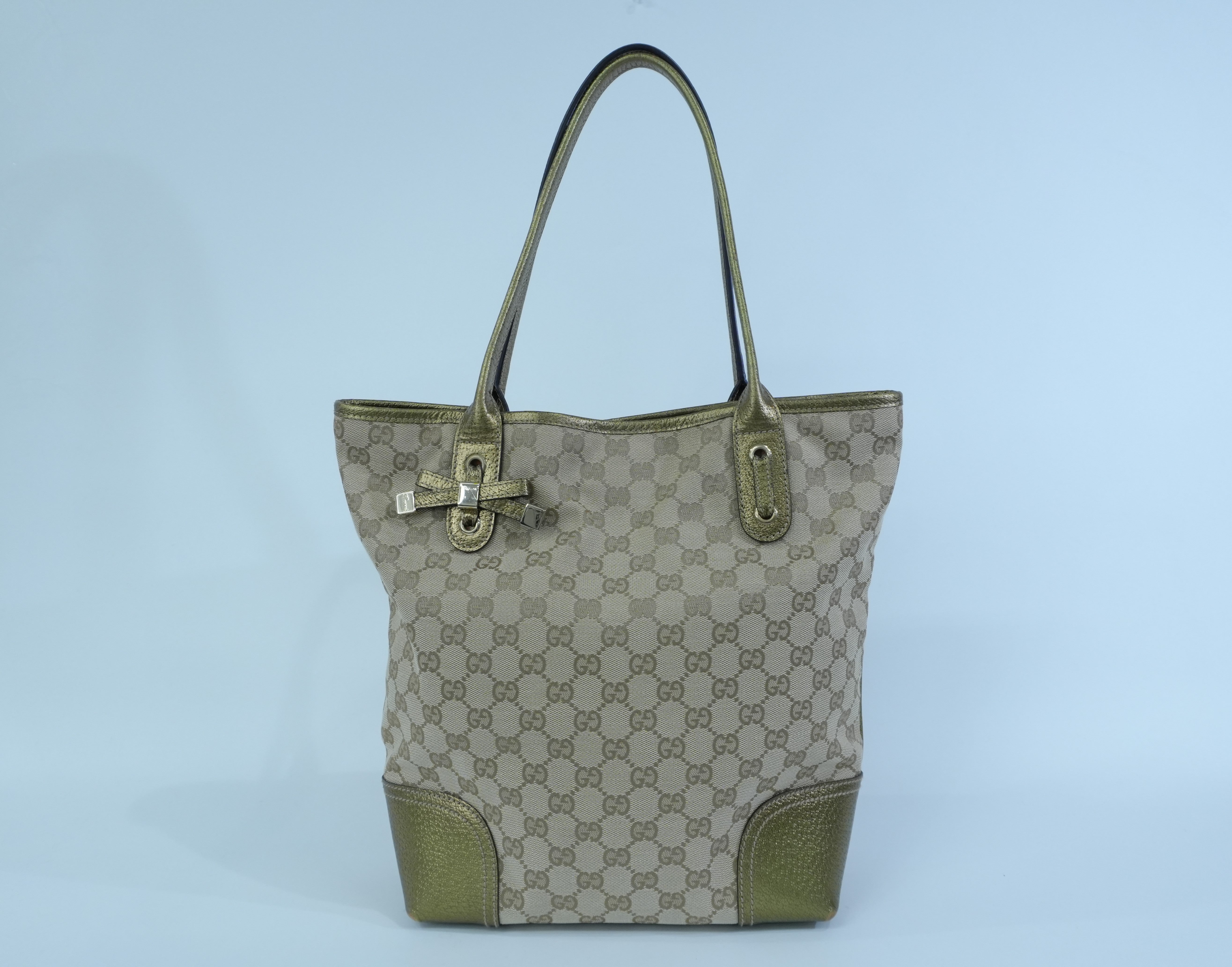 Pre-owned Gucci Metallic Diamond Tote Bag Gold