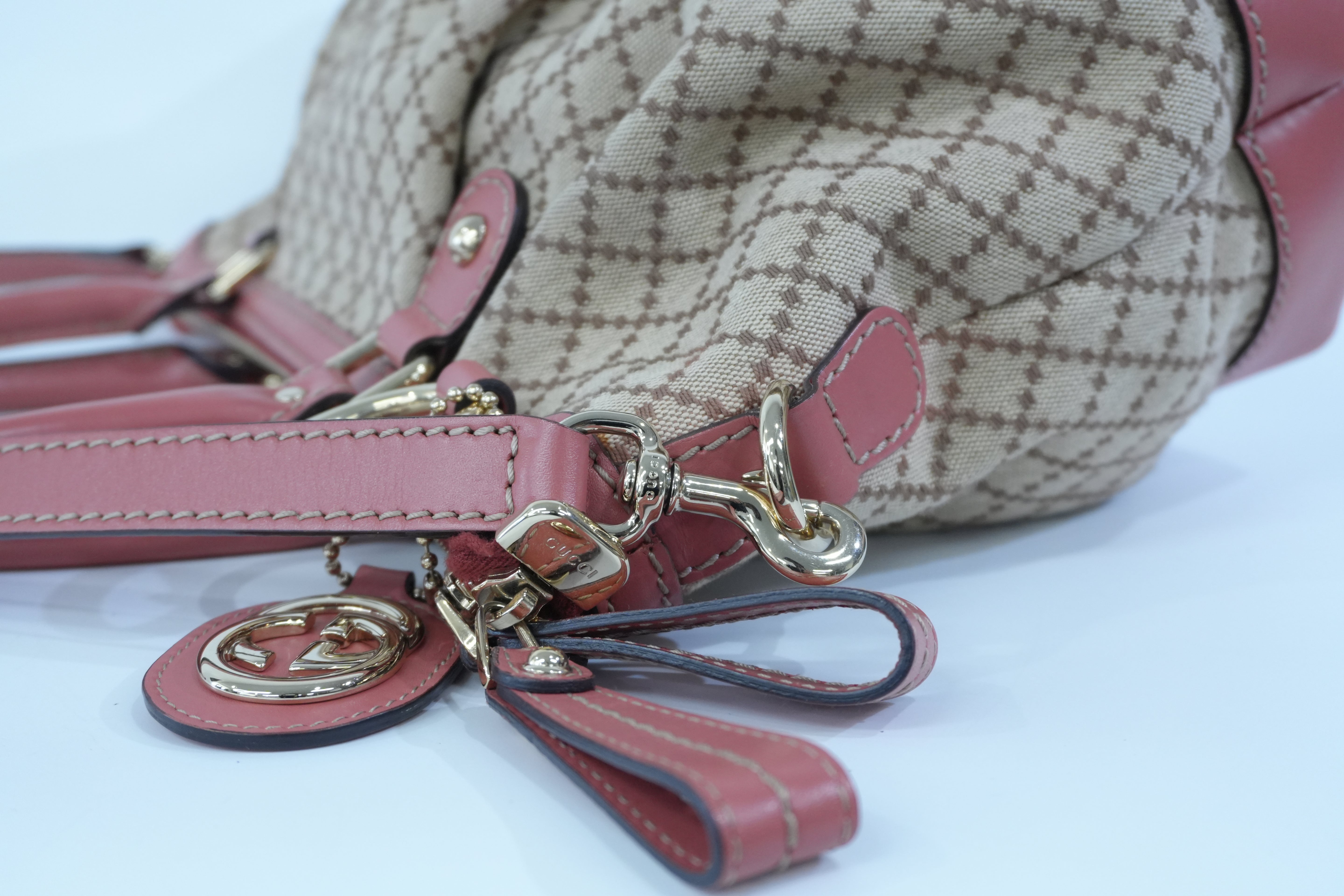 Pre-owned Gucci Sukey Two Way Shoulder Bag Brown and Pink